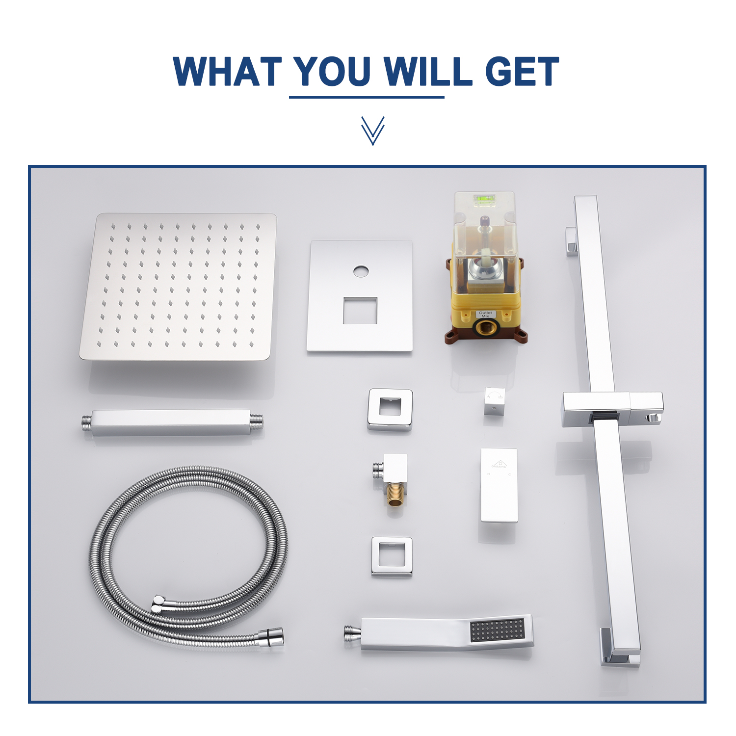 CASAINC 2 Function 10" Ceiling Mount Dual Shower Heads Shower System With Sliding Rod Shower Hand