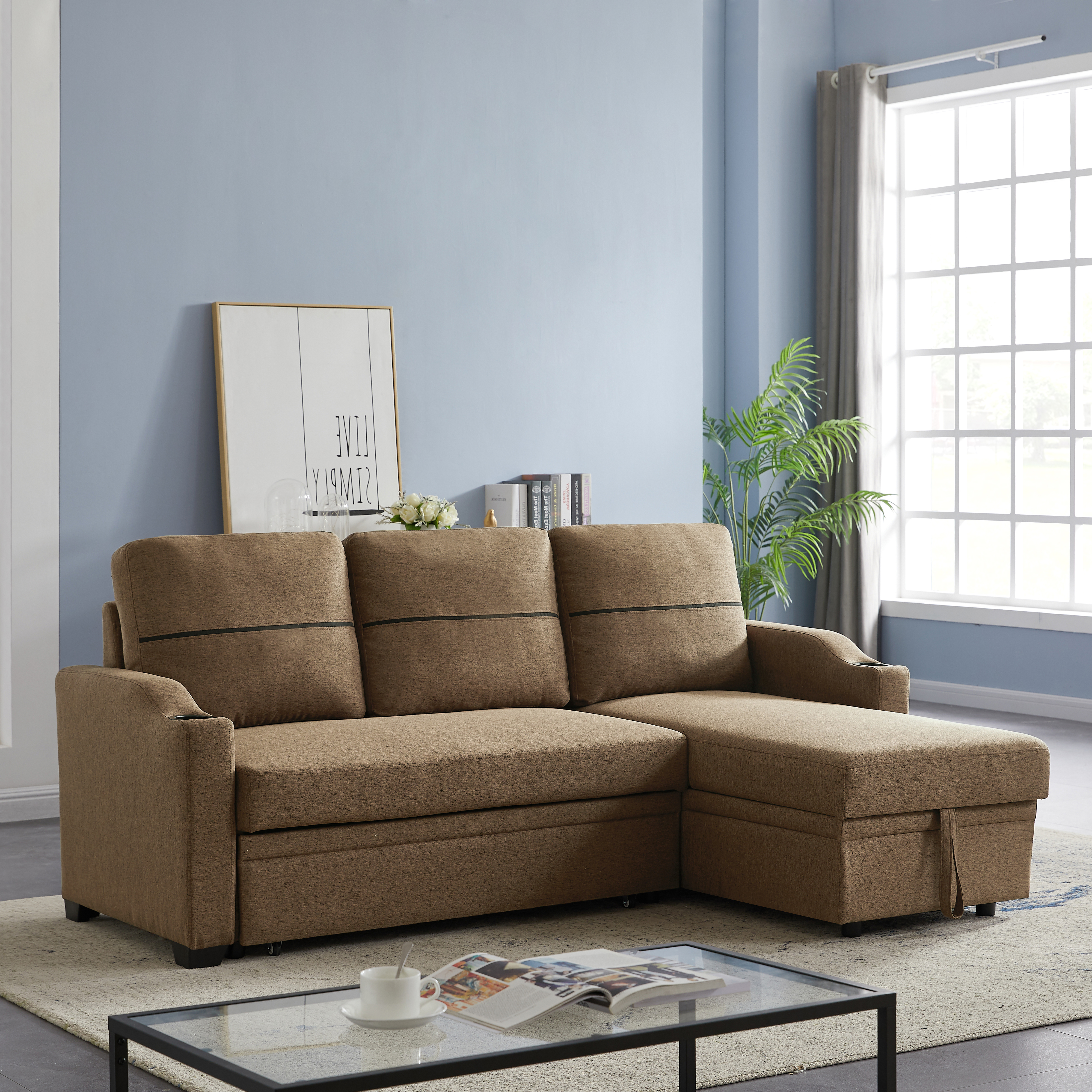 9191 Brown broaching storage sofa-CASAINC