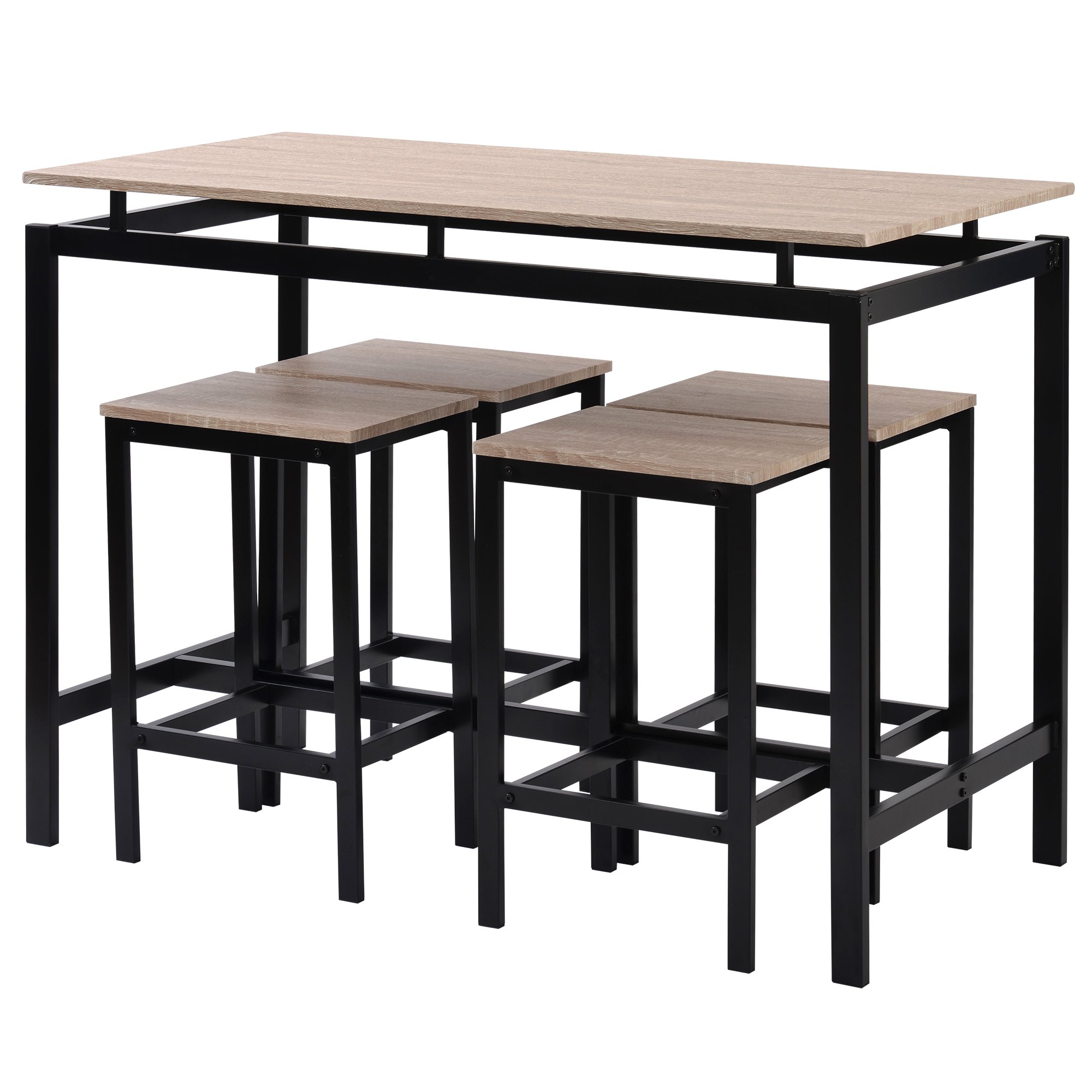 5-Piece Kitchen Counter Height Table Set, Industrial Dining Table with 4 Chairs-CASAINC
