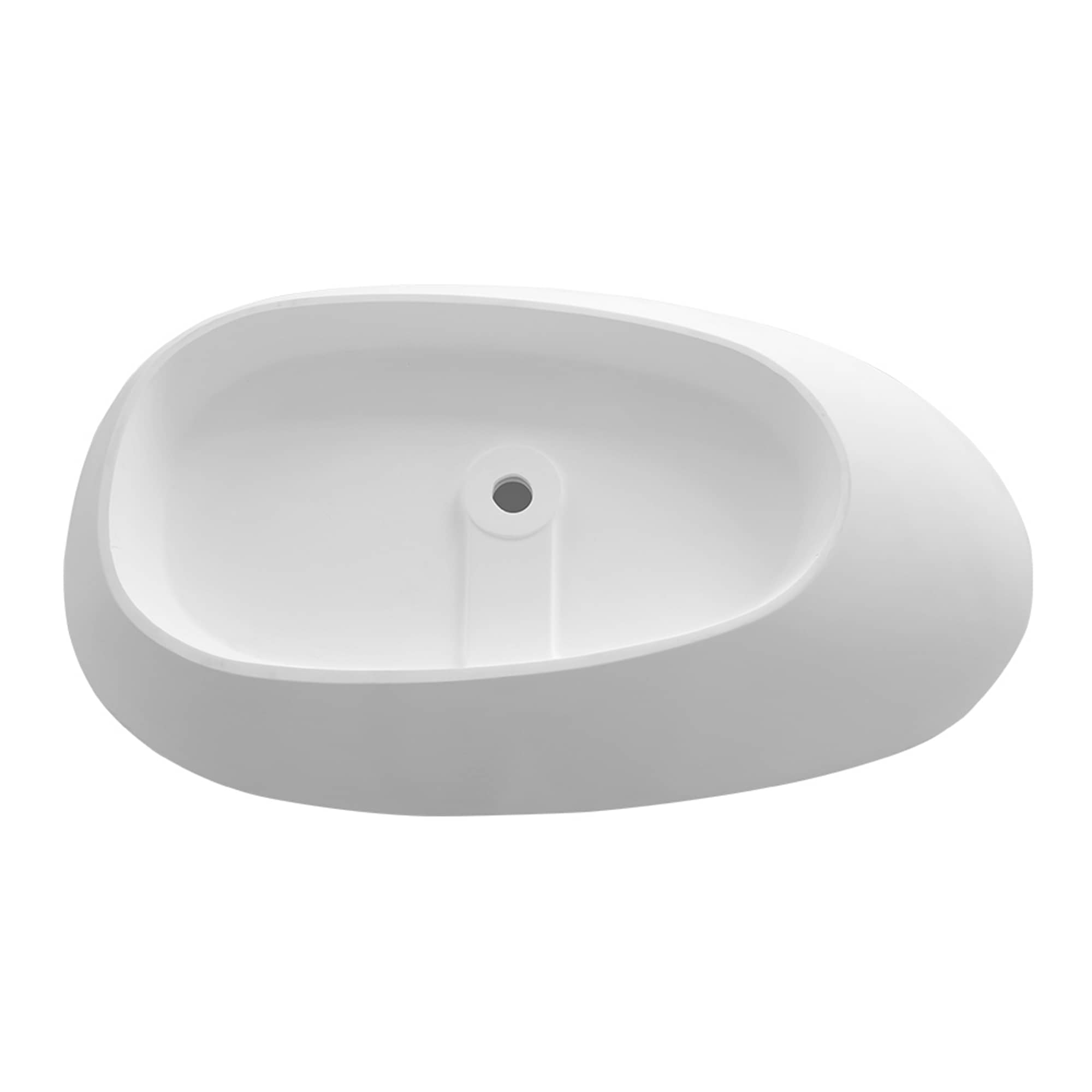 CASAINC 59 Inch Artificial Stone Resin Composite Flatbottom Bathtub in White