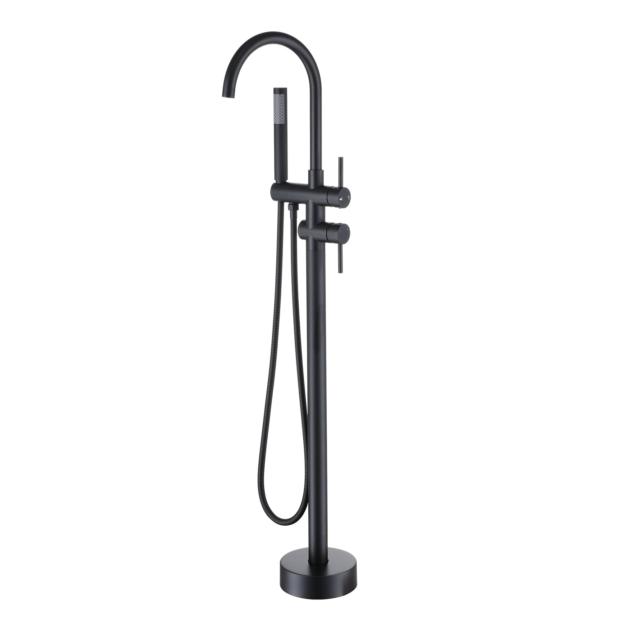 CASAINC Matte Black Finish 2-Handle Freestanding Bathtub Faucet with Hand Shower