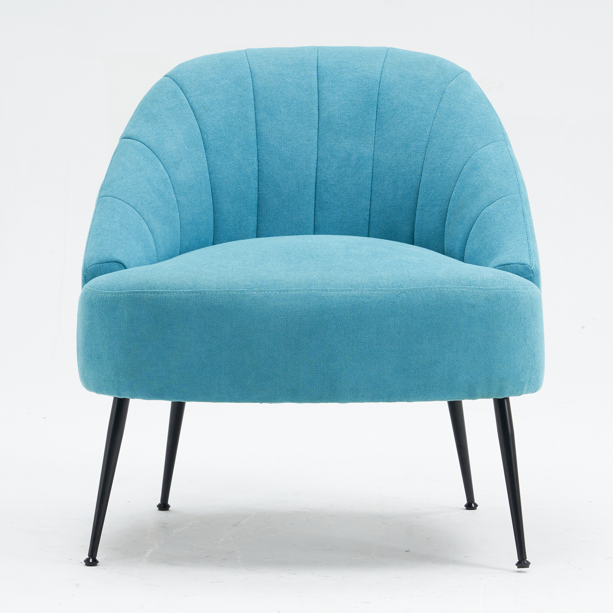 Light Blue Fabric accent chair with black metal legs for living room-CASAINC