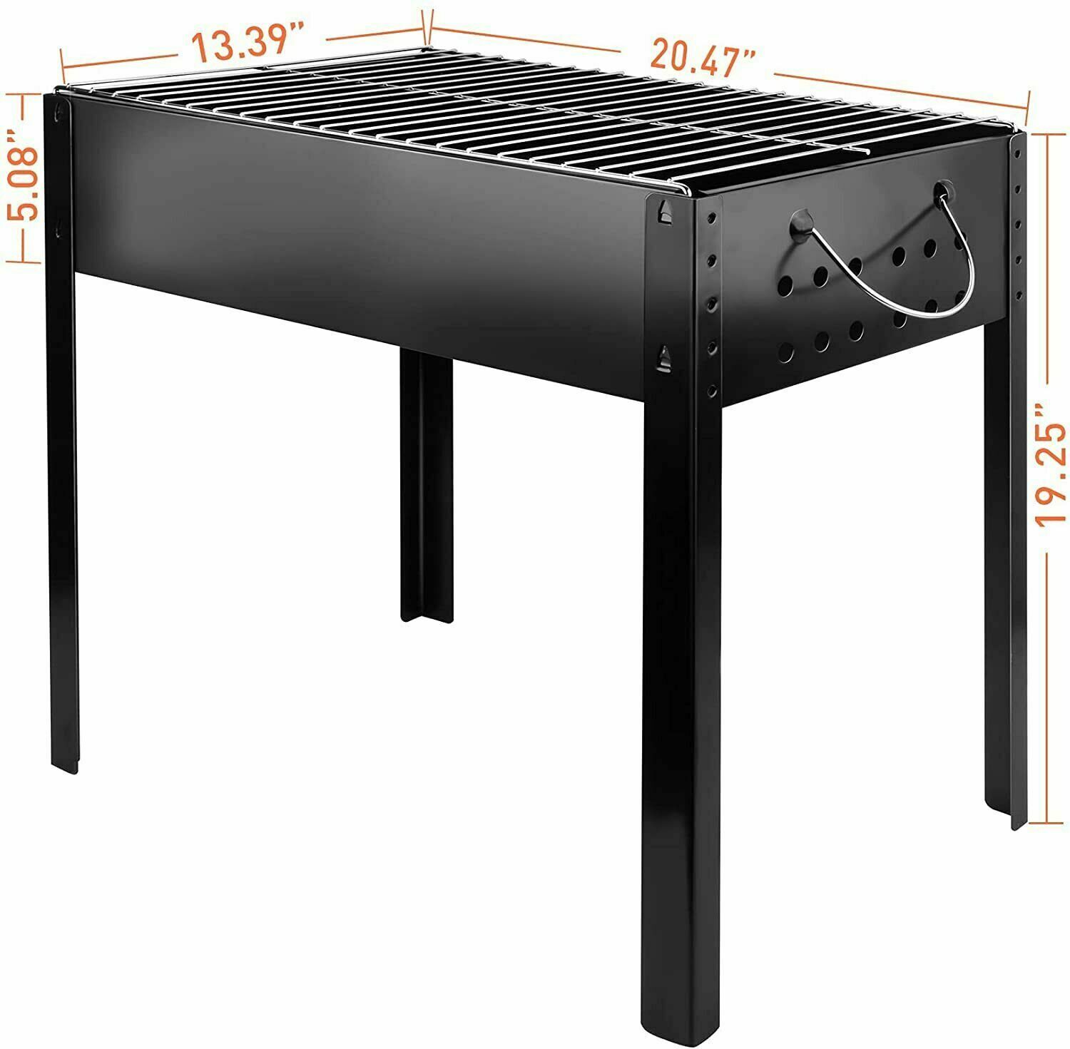YSSOA 20&rdquo; Portable Foldable Outdoor Charcoal Barbecue Grill, Detachable Collapsible Tabletop BBQ Smoker Grill Tool for Cooking, Camping, Traveling, Hiking, Picnics, Beach, Backyard Party, Black-CASAINC