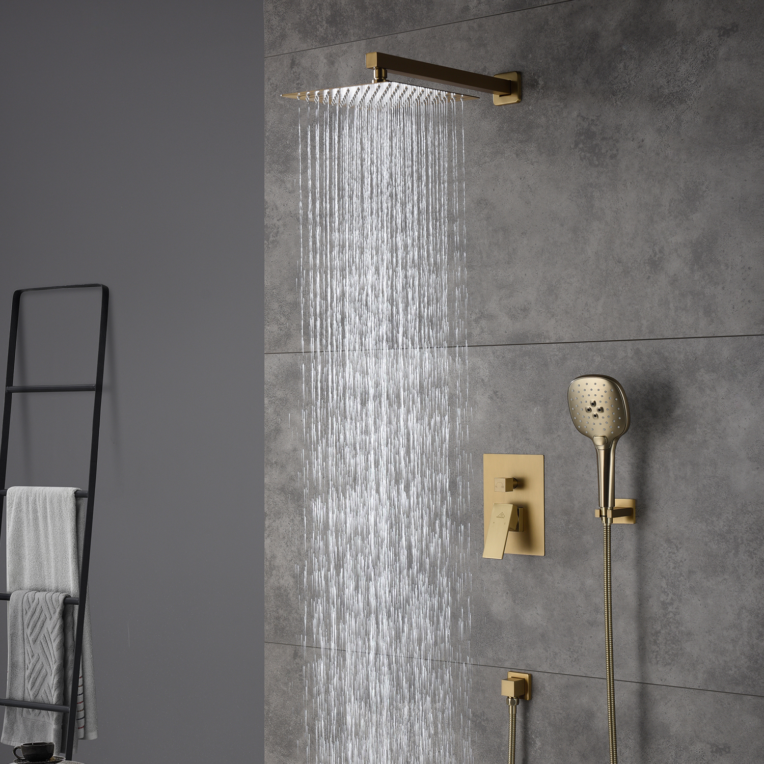 Casainc 2 Function 10" Wall Mounted Shower System In Brush Gold-CASAINC