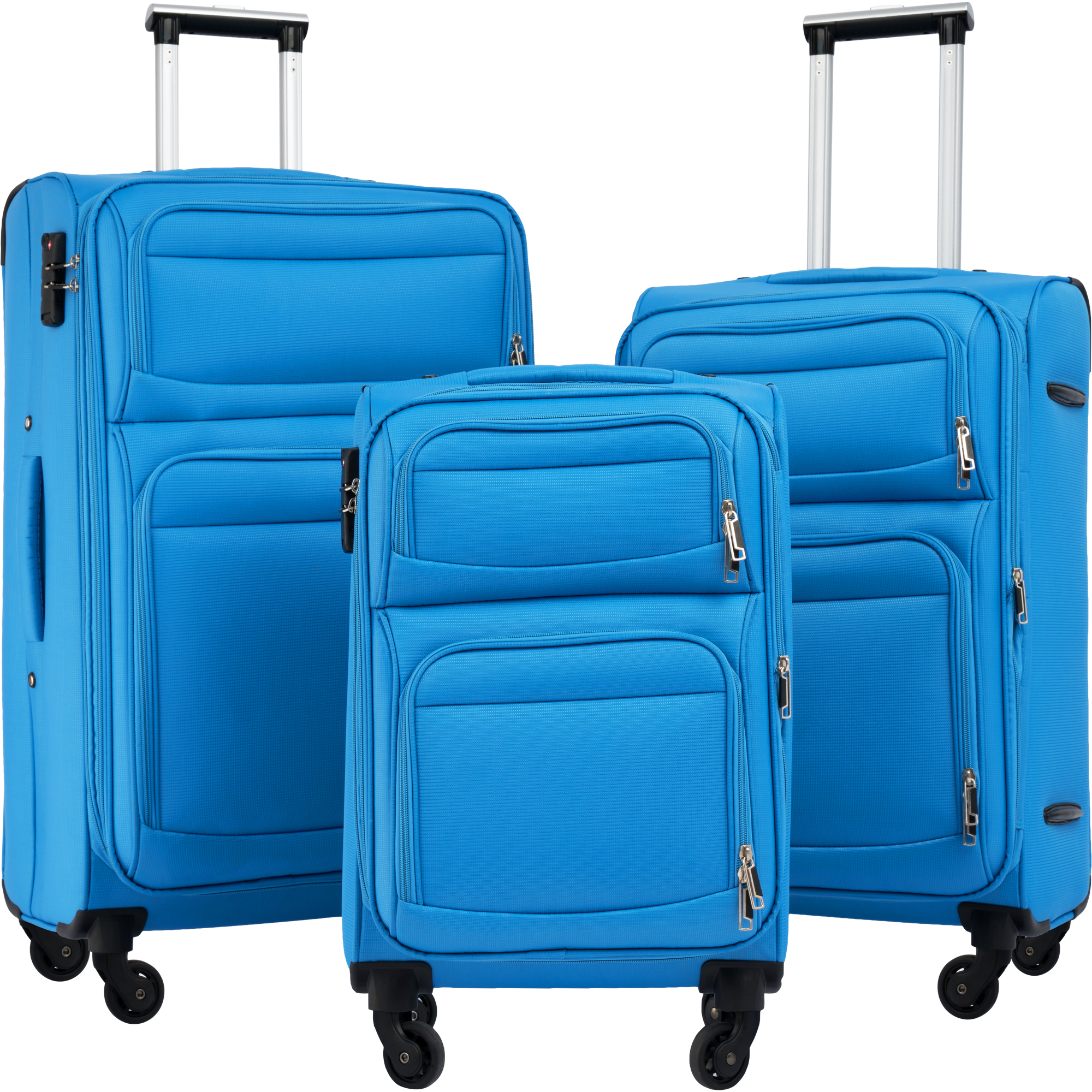 Softside Luggage Expandable 3 Piece Set Suitcase Upright Spinner Softshell Lightweight Luggage Travel Set-CASAINC