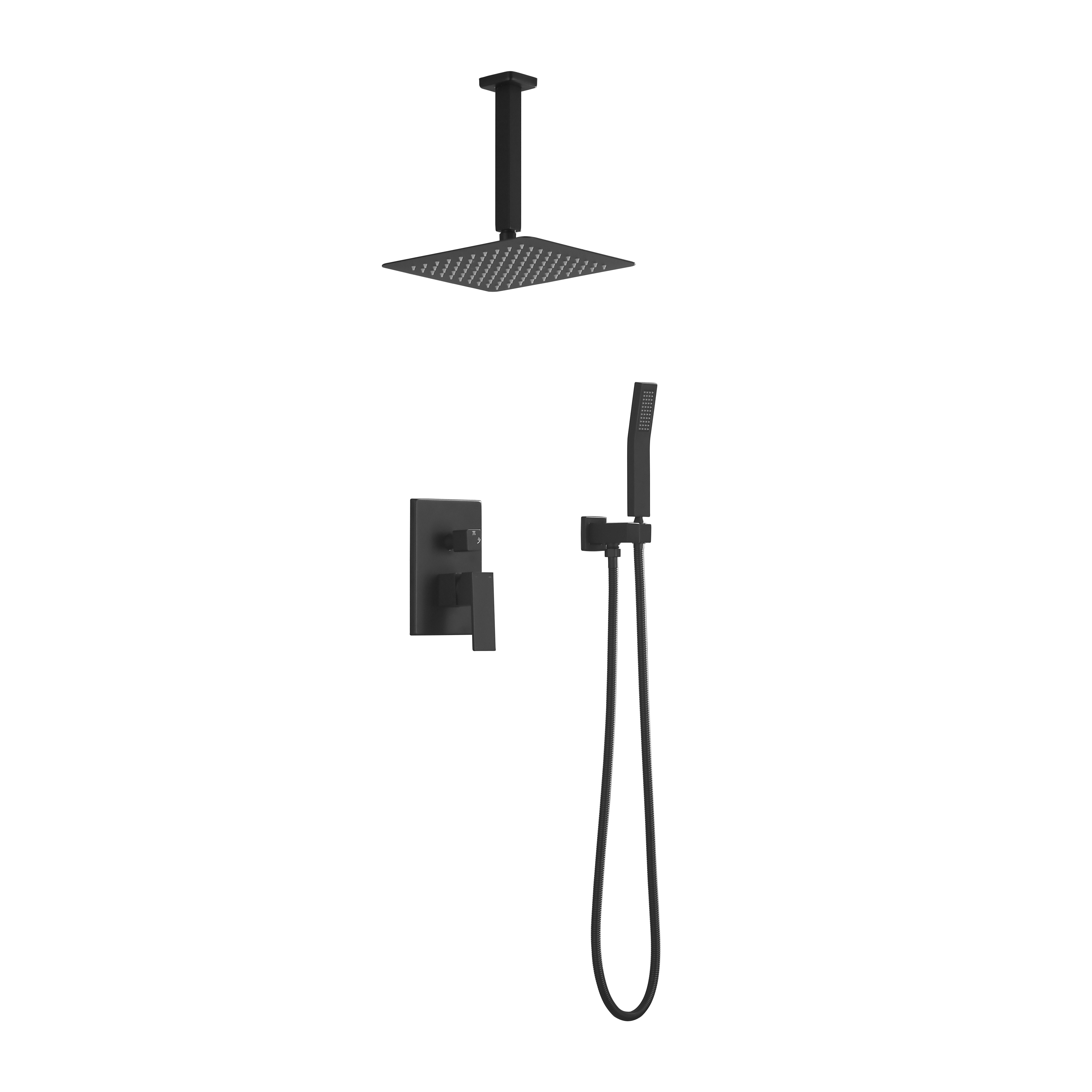 10 Inches Matte Black Shower Set System Bathroom Luxury Rain Mixer Shower Combo Set Ceiling Mounted Rainfall Shower Head Faucet (Contain Shower Faucet Rough-In Valve Body and Trim)-CASAINC