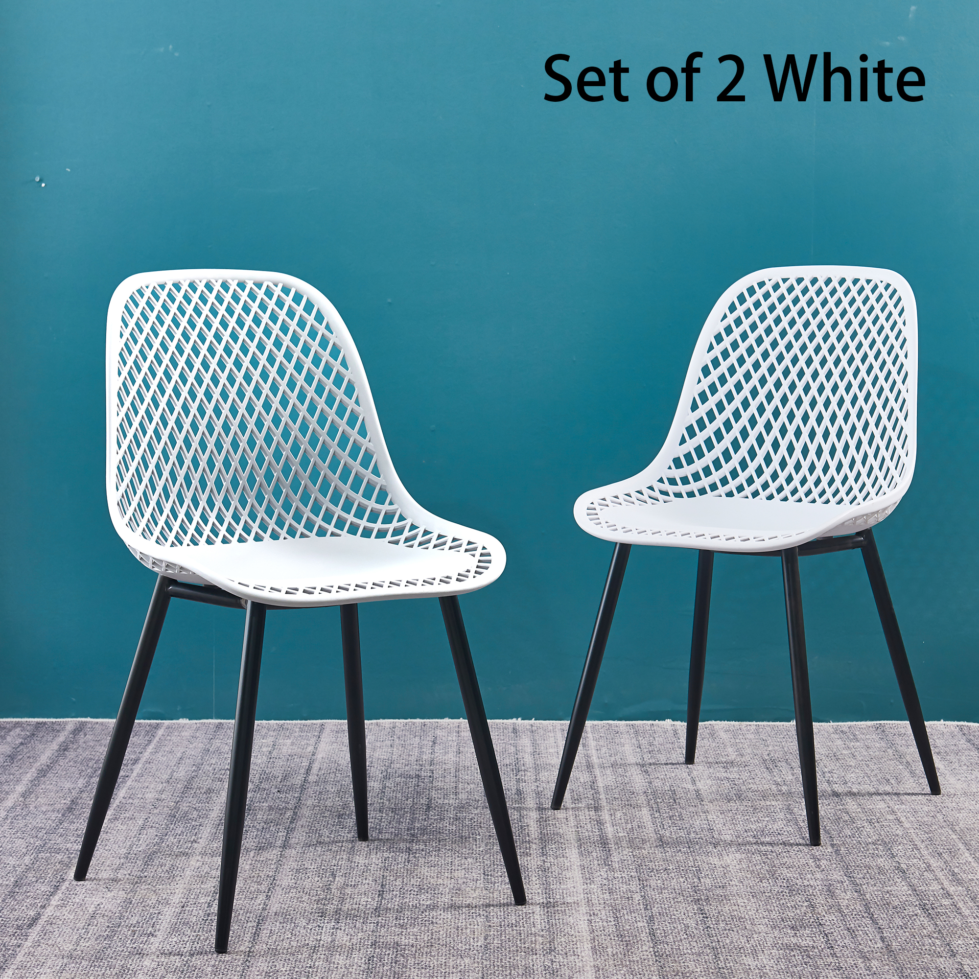 dining chair Plastic chair for dining room（set of 2 White color）-CASAINC
