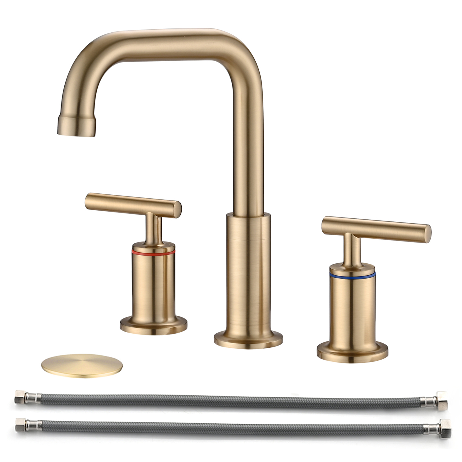 8 in. Widespread Double Handle Bathroom Faucet with Pop Up Drain in Brushed&nbsp;Gold