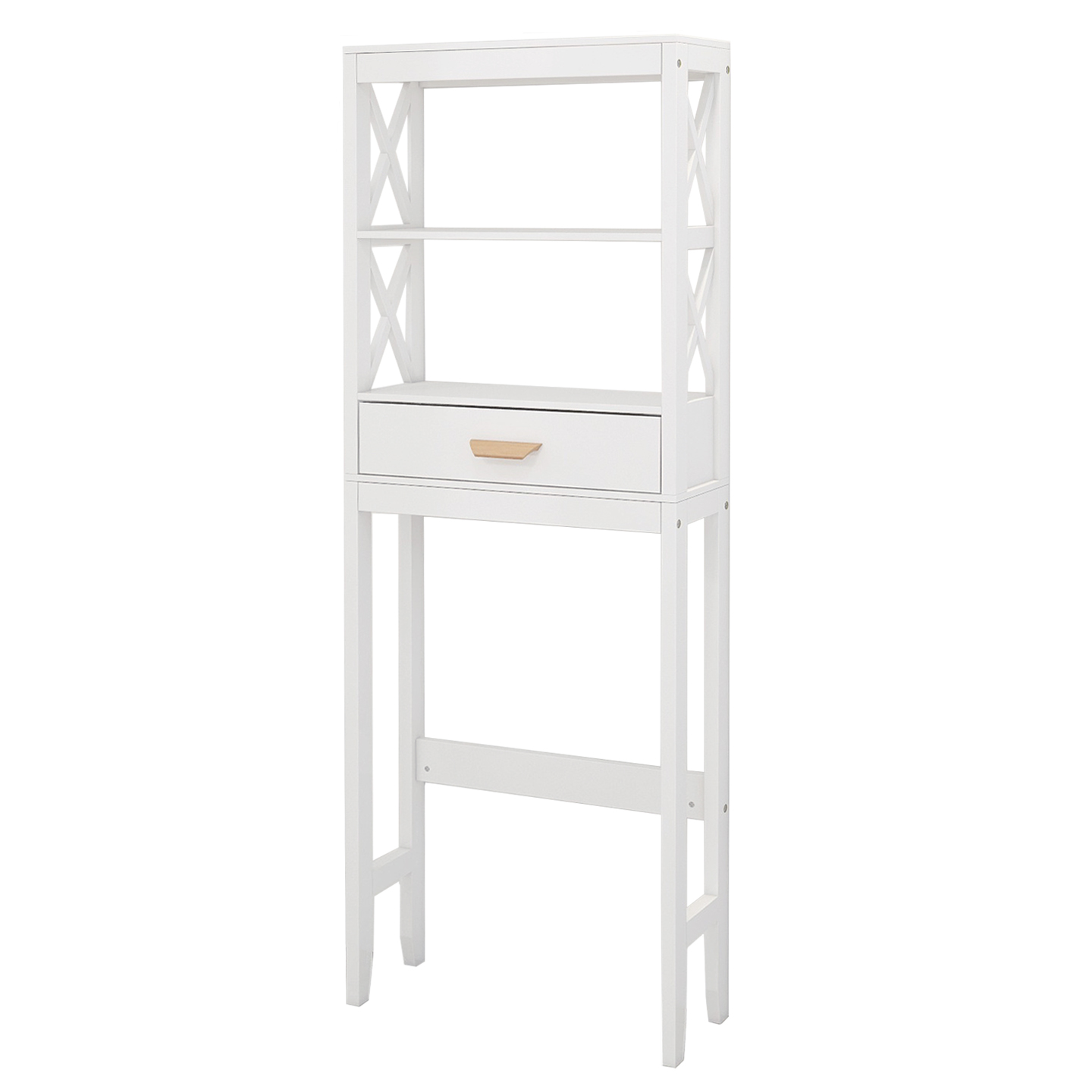Over-the-Toilet Storage Cabinet White with one Drawer and 2 Shelves Space Saver Bathroom Rack-CASAINC