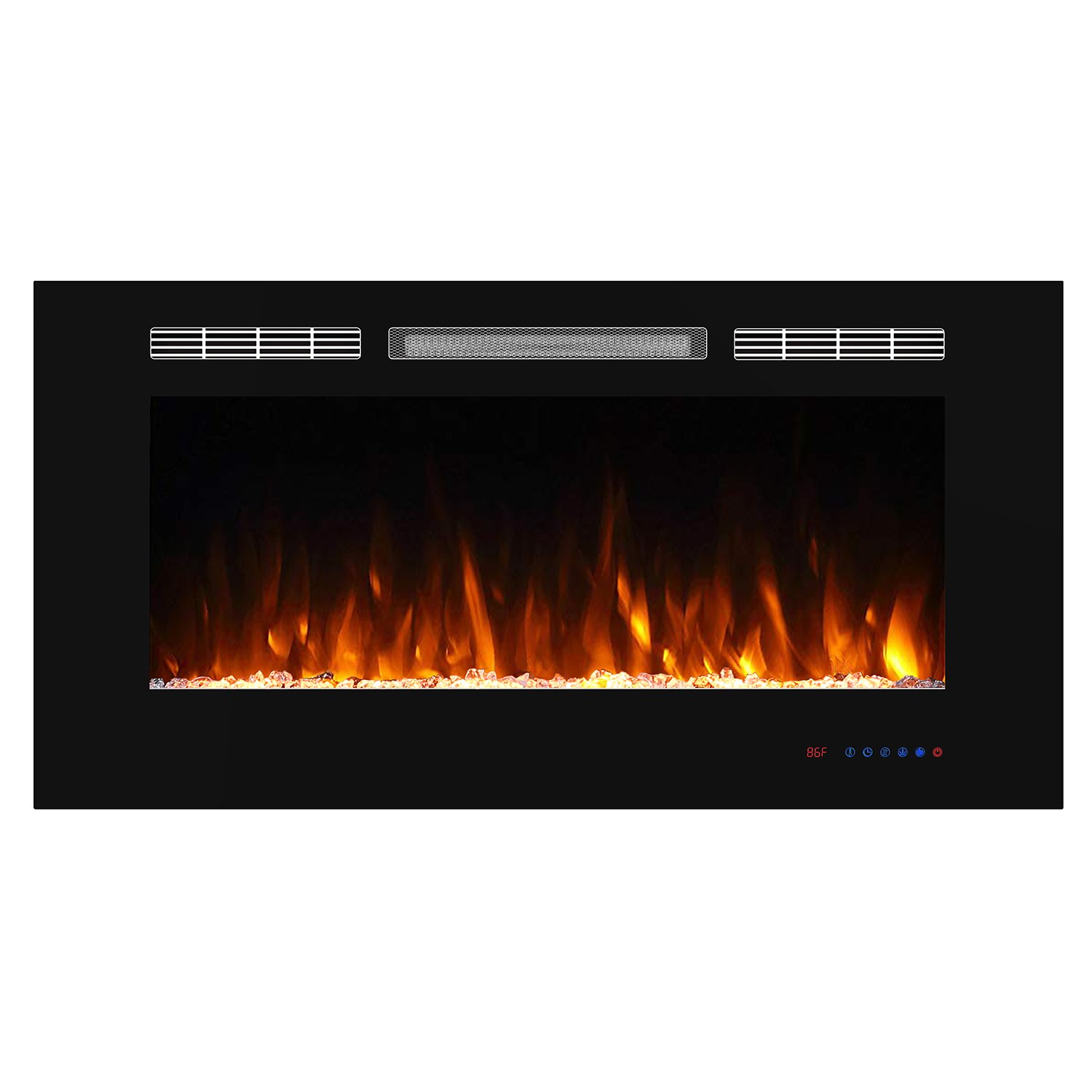 42 in. Electric Fireplace, Recessed Fireplace Insert with Remote Control in Black-CASAINC