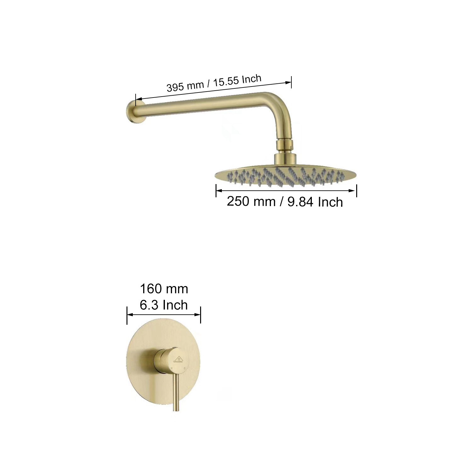 Casainc Round Single Functions Wall Mount Black Shower Faucet