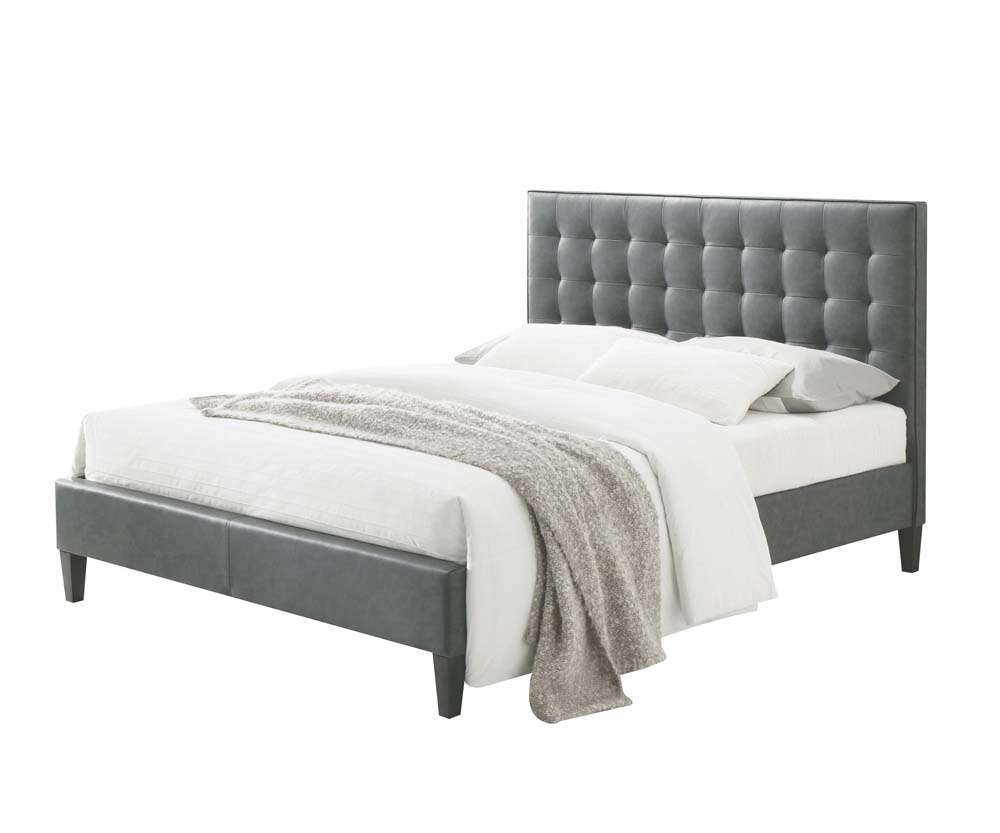 ACME Saveria Queen Bed in 2-Tone Gray PU-CASAINC