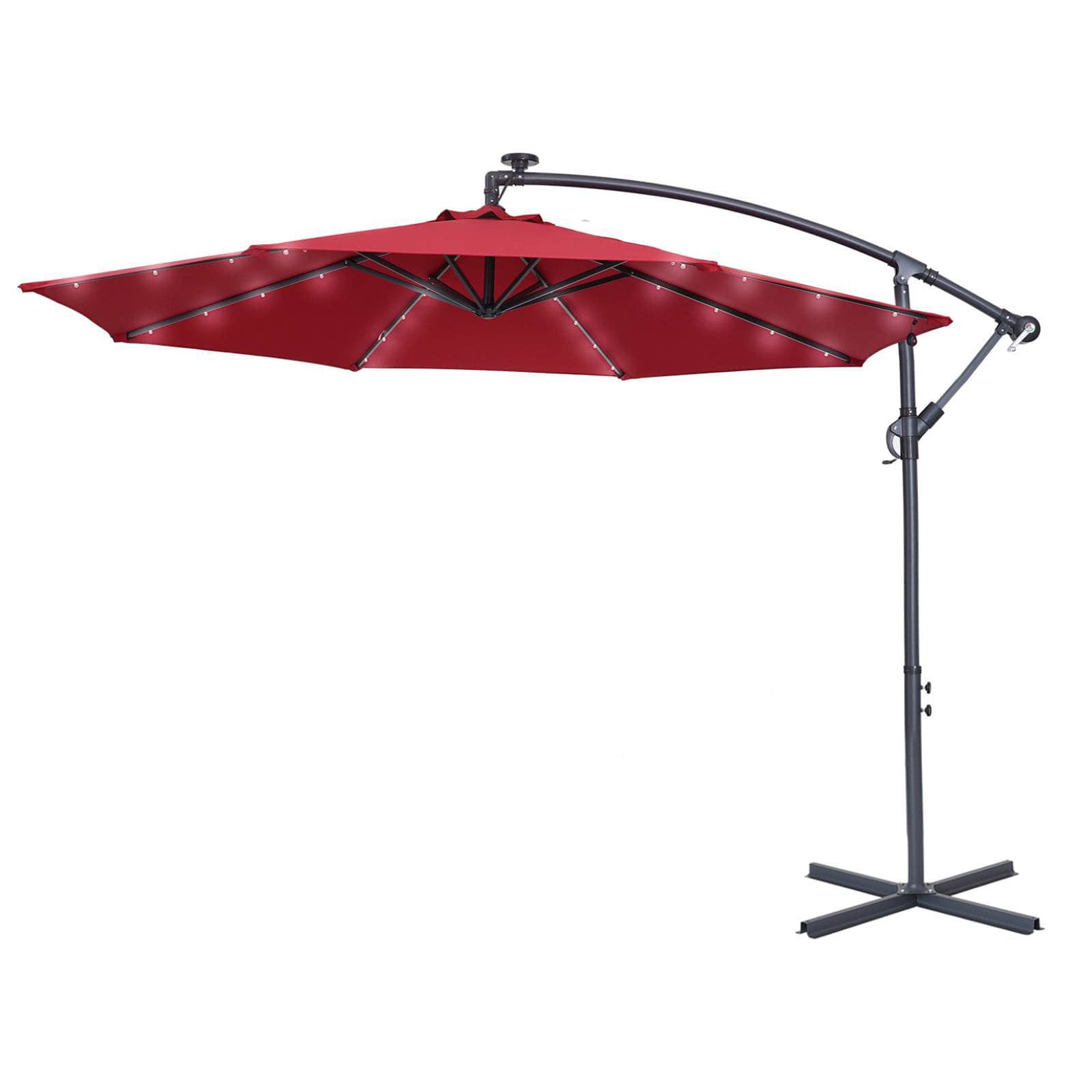 CASAINC 10Ft Solar LED Patio Offset Umbrella