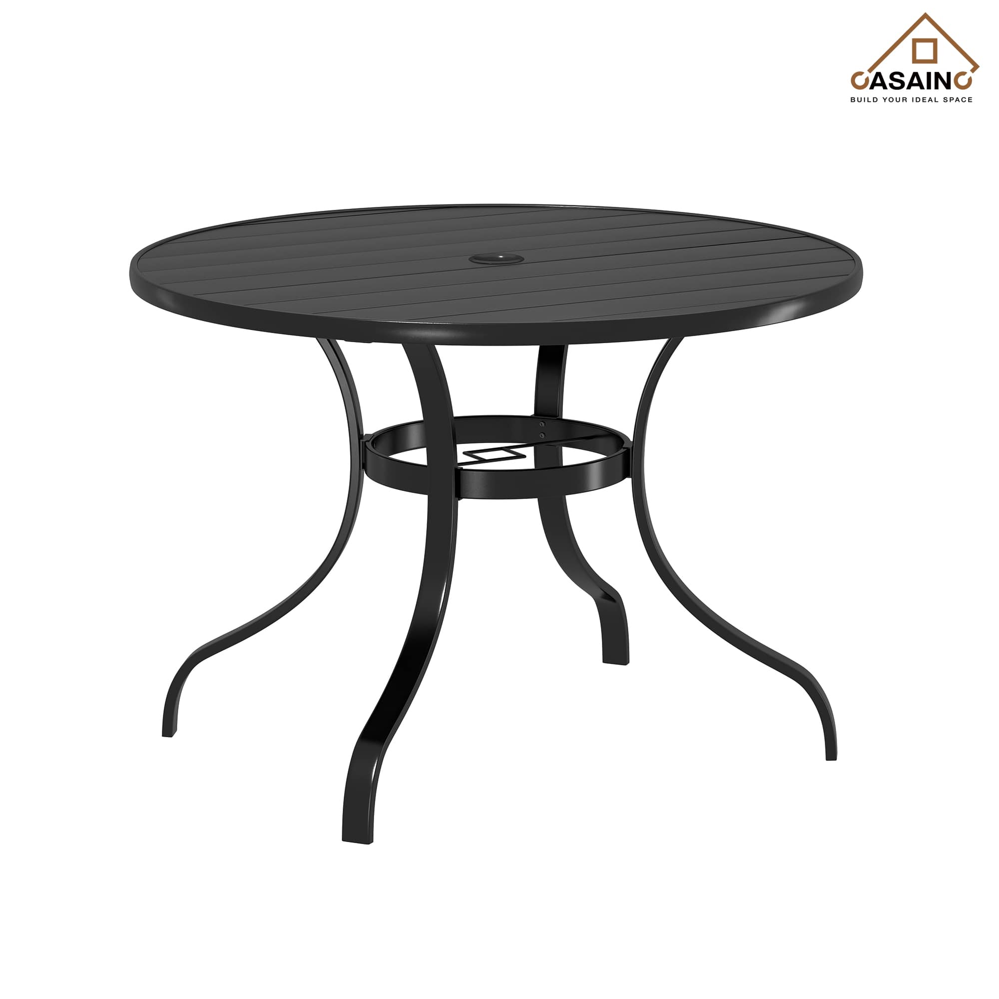 Round Outdoor Dining Table 40-in W x 40-in L with Umbrella Hole