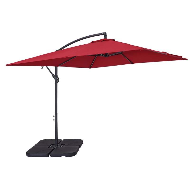 8.5Ft Square Outdoor Market Cantilever Patio Umbrella with Push Button Tilt and Base