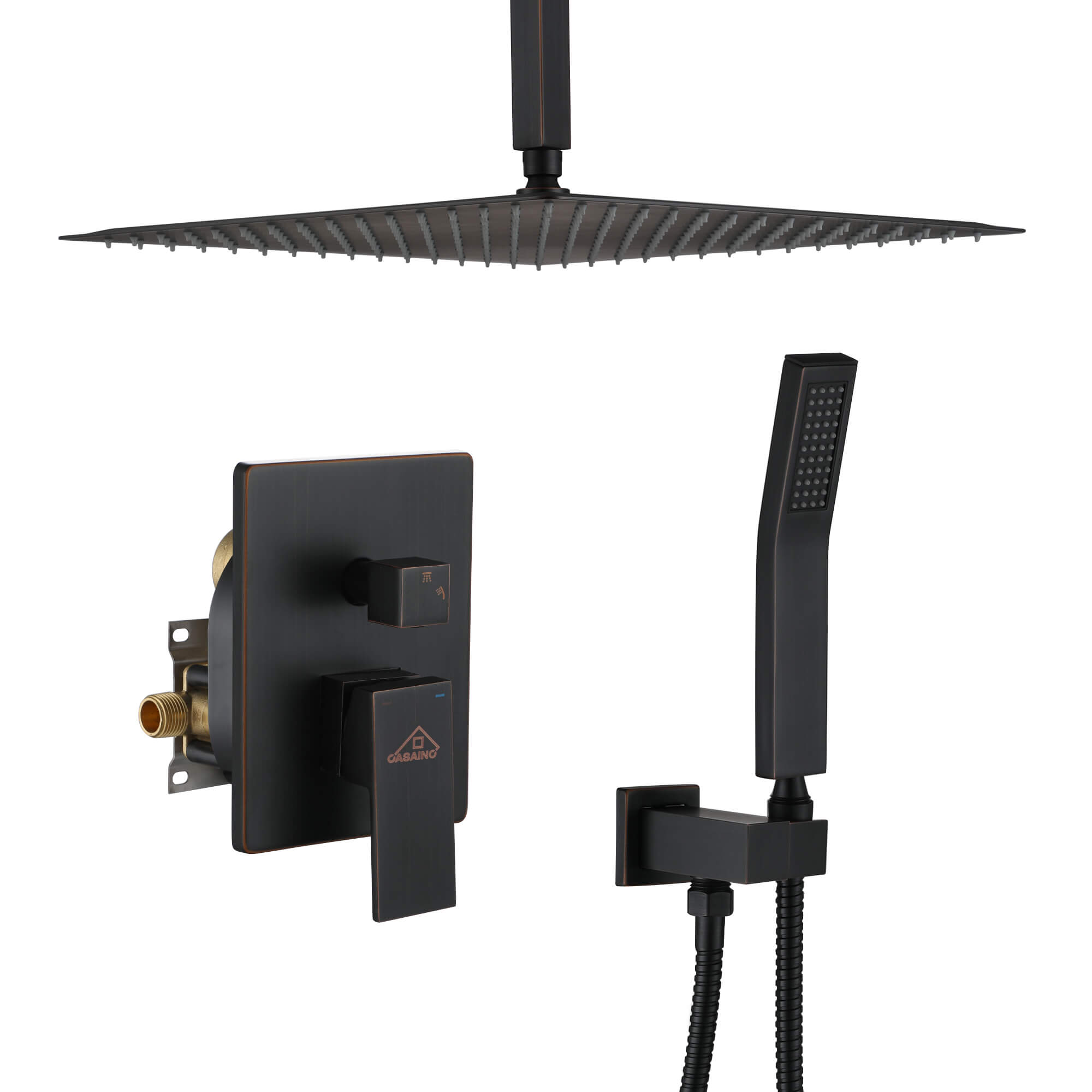 Casainc 2-Function Ceiling-Mounted Shower System with Handheld Shower in Oil Rubbed Bronze