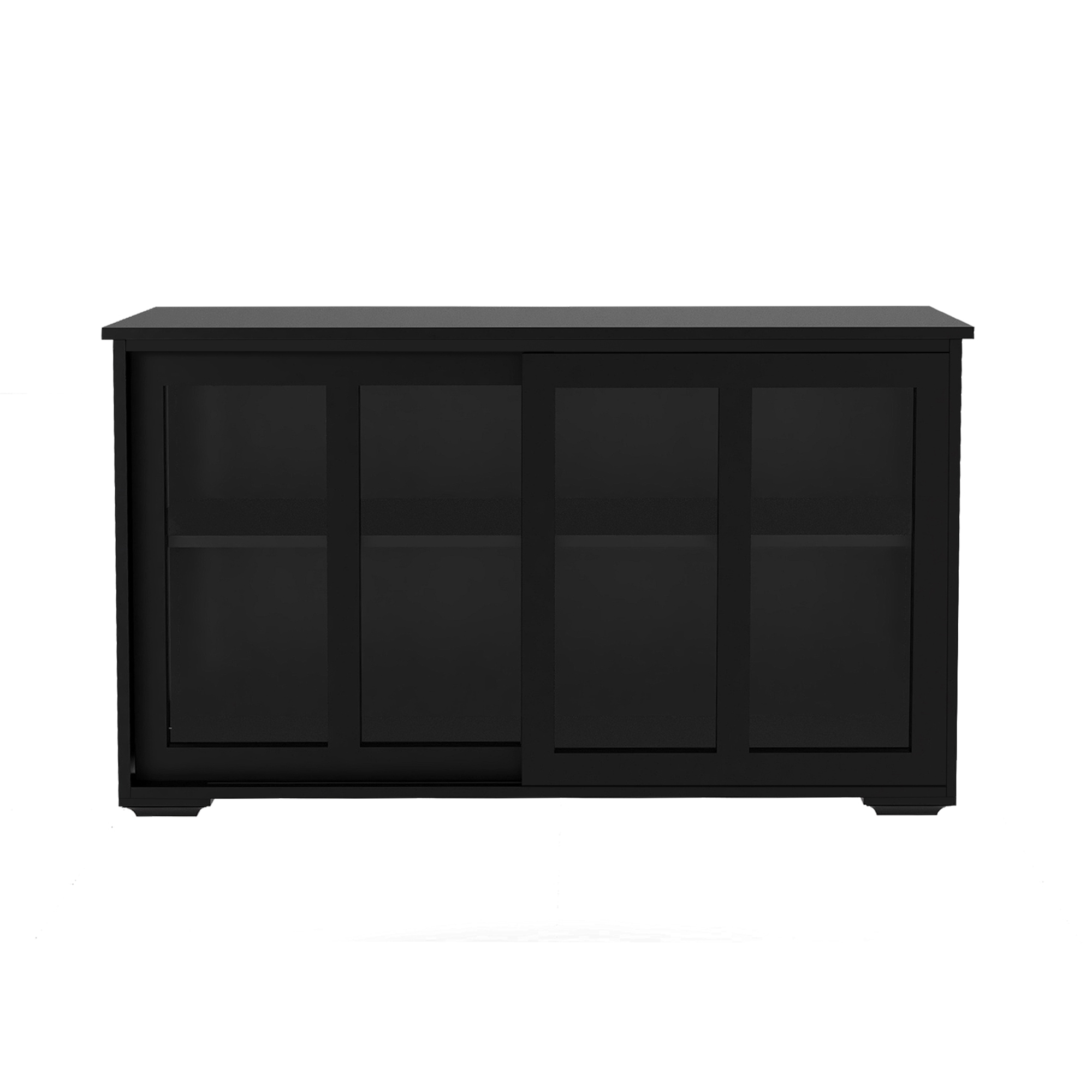 Kitchen Storage Stand Cupboard With Glass Door-Black-CASAINC