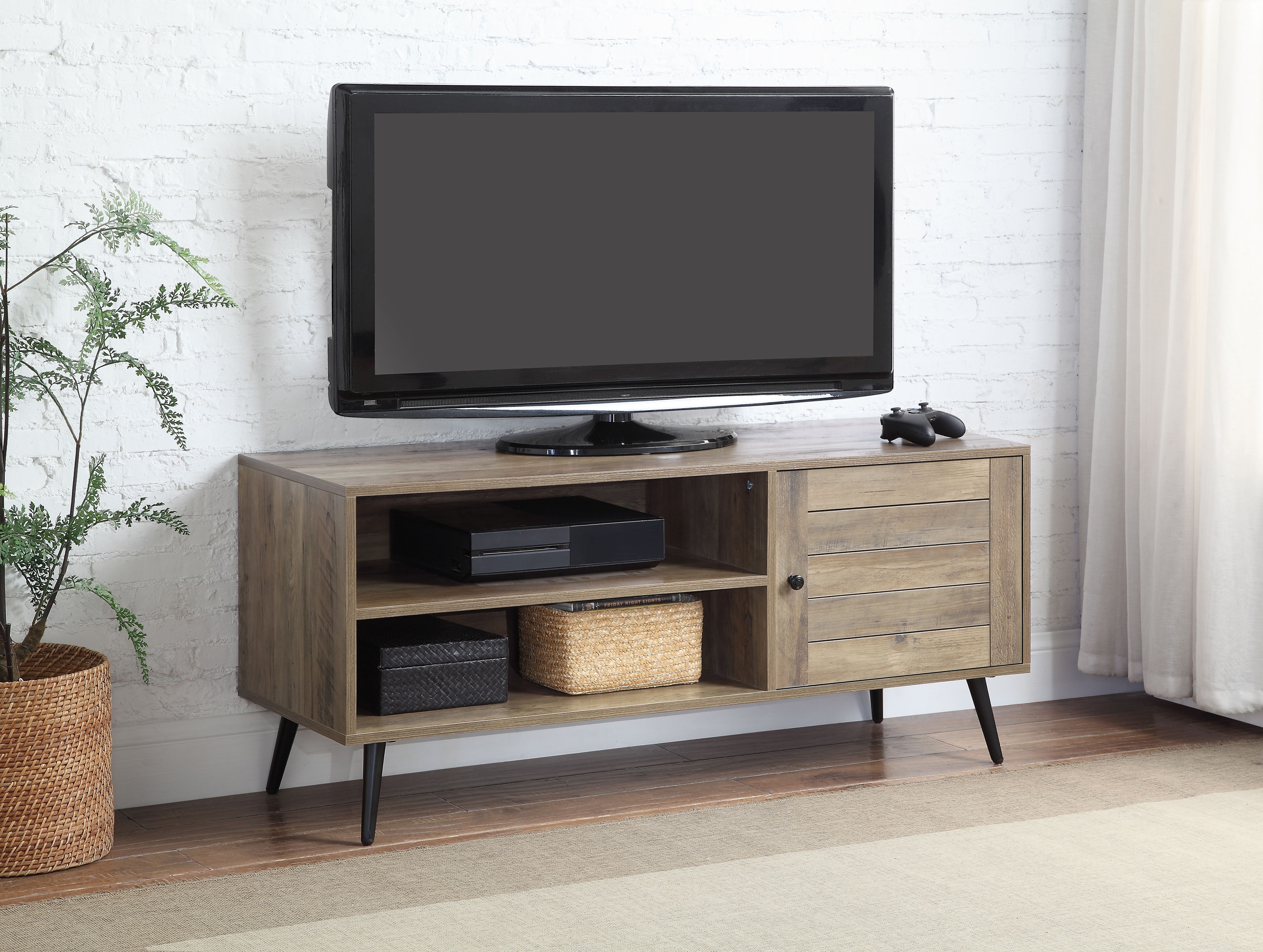 ACME Baina II TV Stand in Rustic Oak  Black Finish-CASAINC