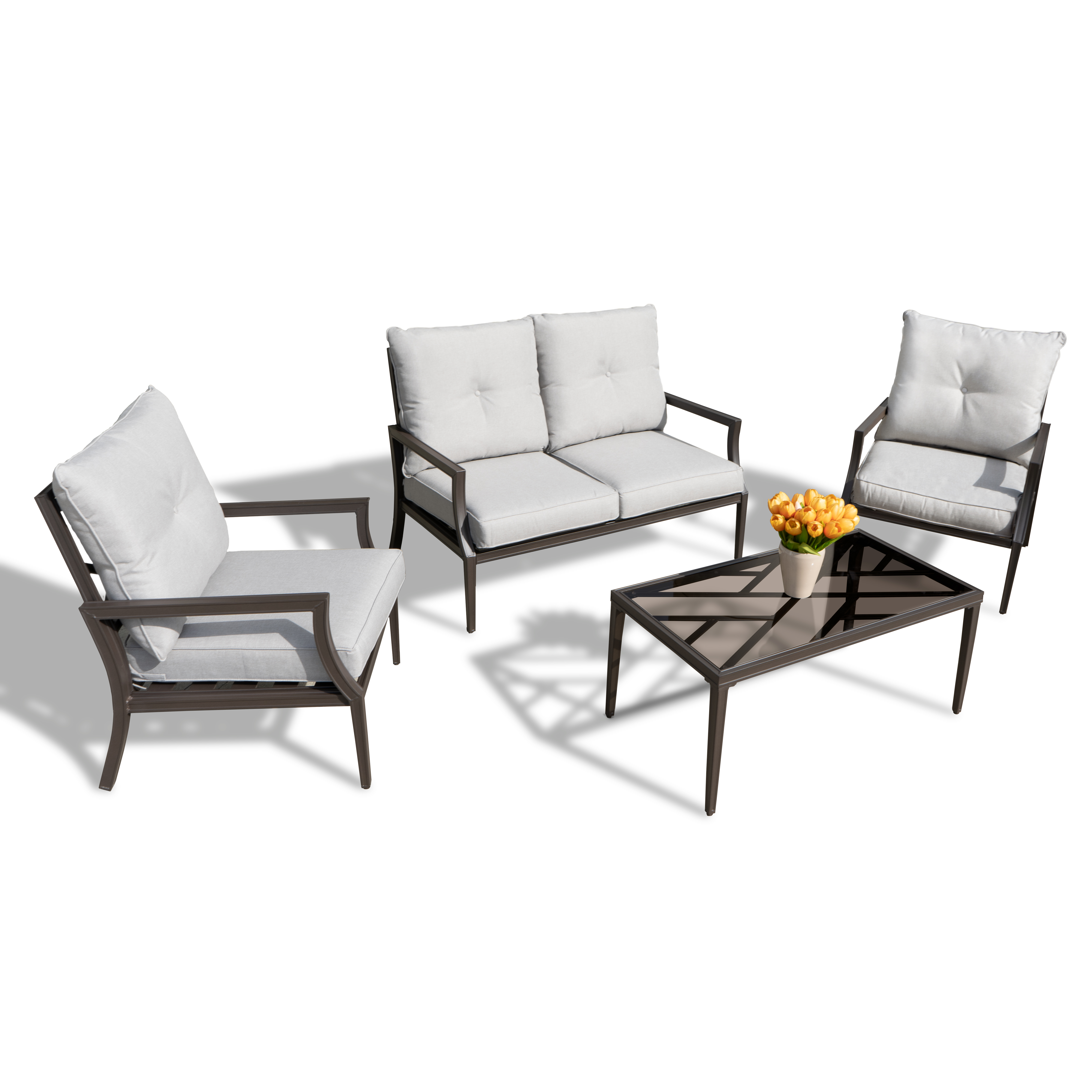Modern Muse 4pcs Alum Sofa Set (Fully Assembled)-CASAINC