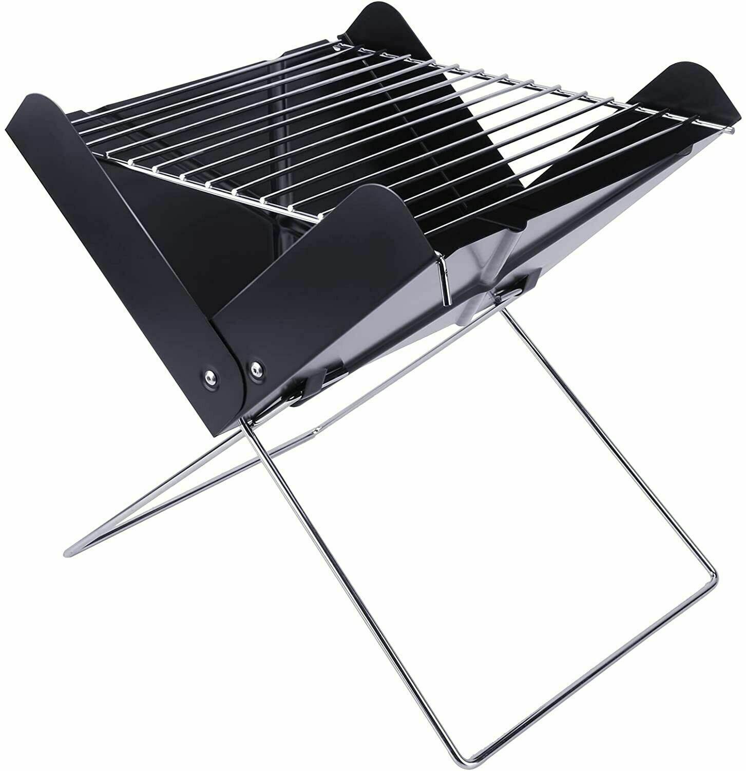 YSSOA 12&rdquo; Portable Grill Charcoal Barbecue Grill - Folding Grill Notebook Shape Charcoal Grill, Detachable Collapsible, Mini Tabletop Camping Grill BBQ, Black-CASAINC