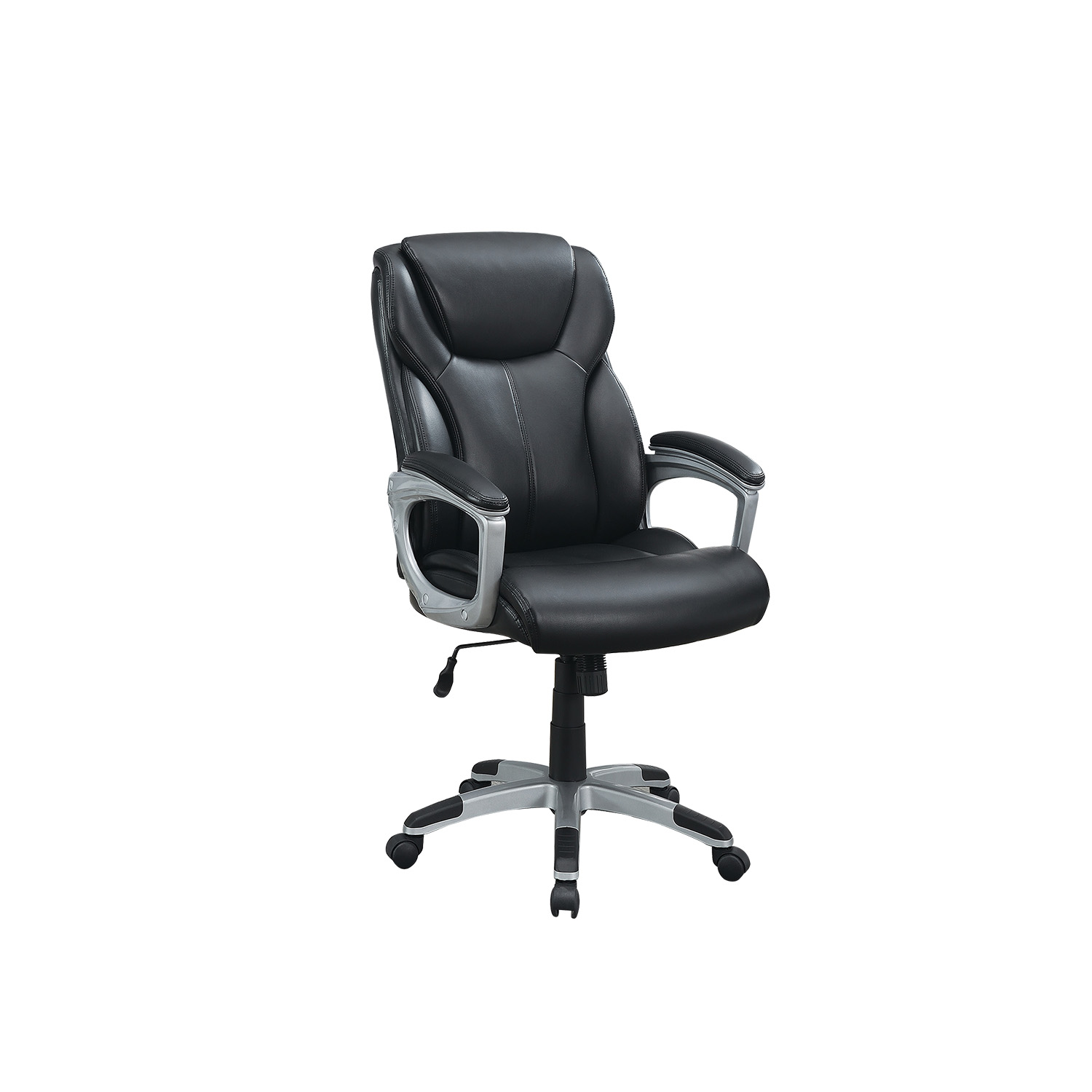 Adjustable Height Office Chair with PU Leather, Black-CASAINC