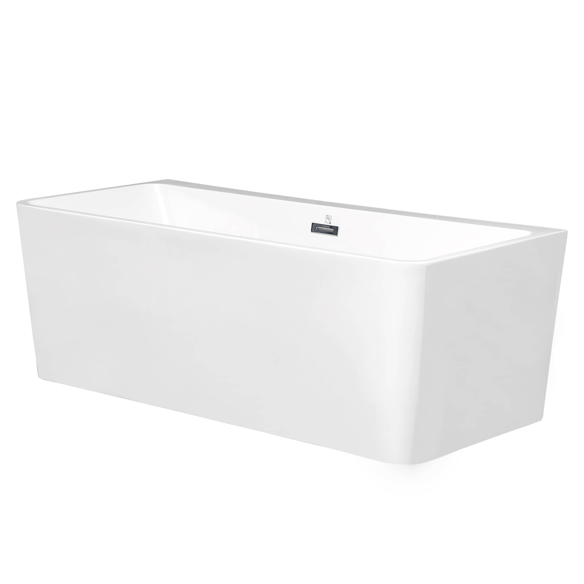CASAINC 64 Inch Acrylic Alcove Freestanding Soaking Bathtub