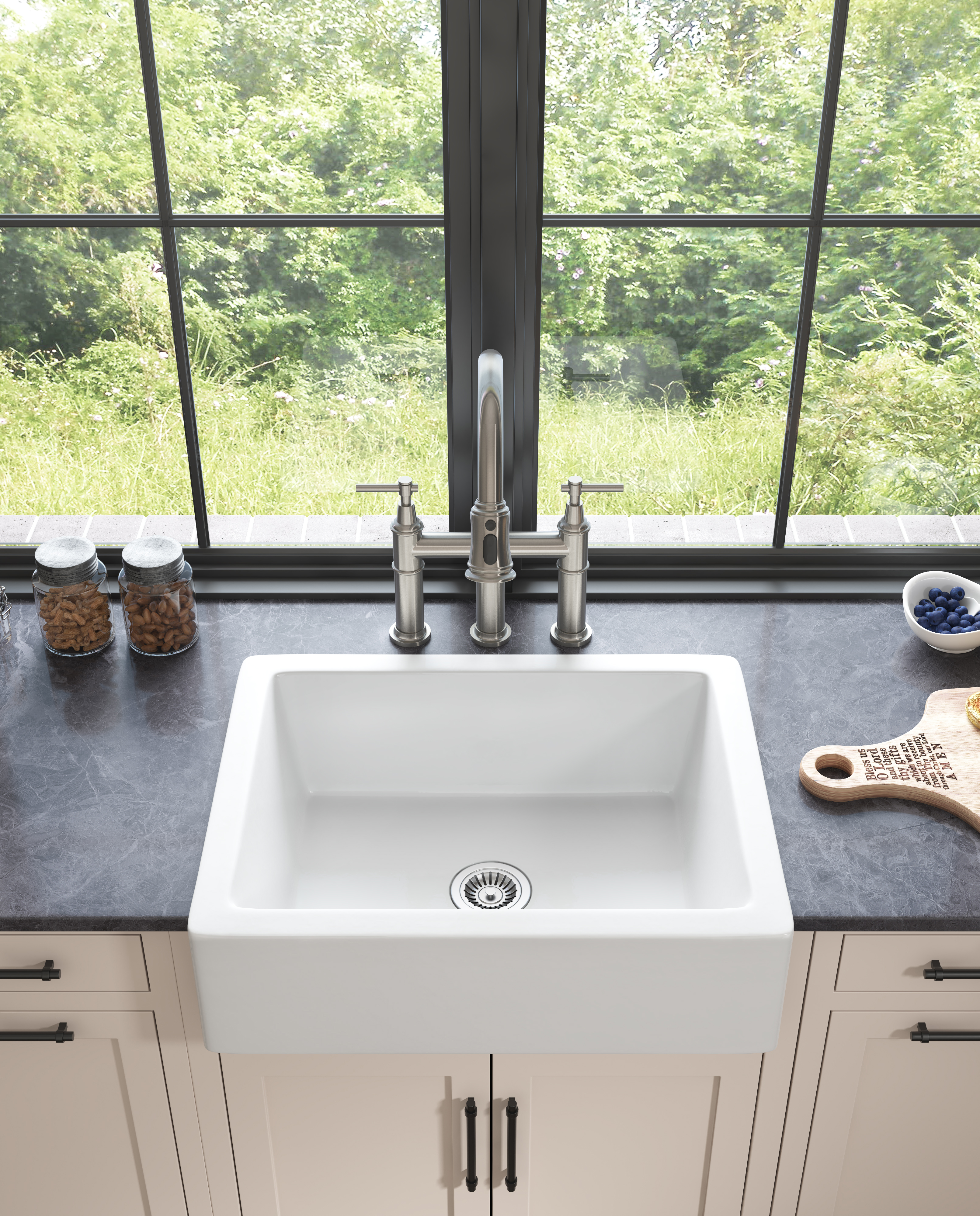 Bridge Kitchen Faucet with Pull-Down Sprayhead in Spot