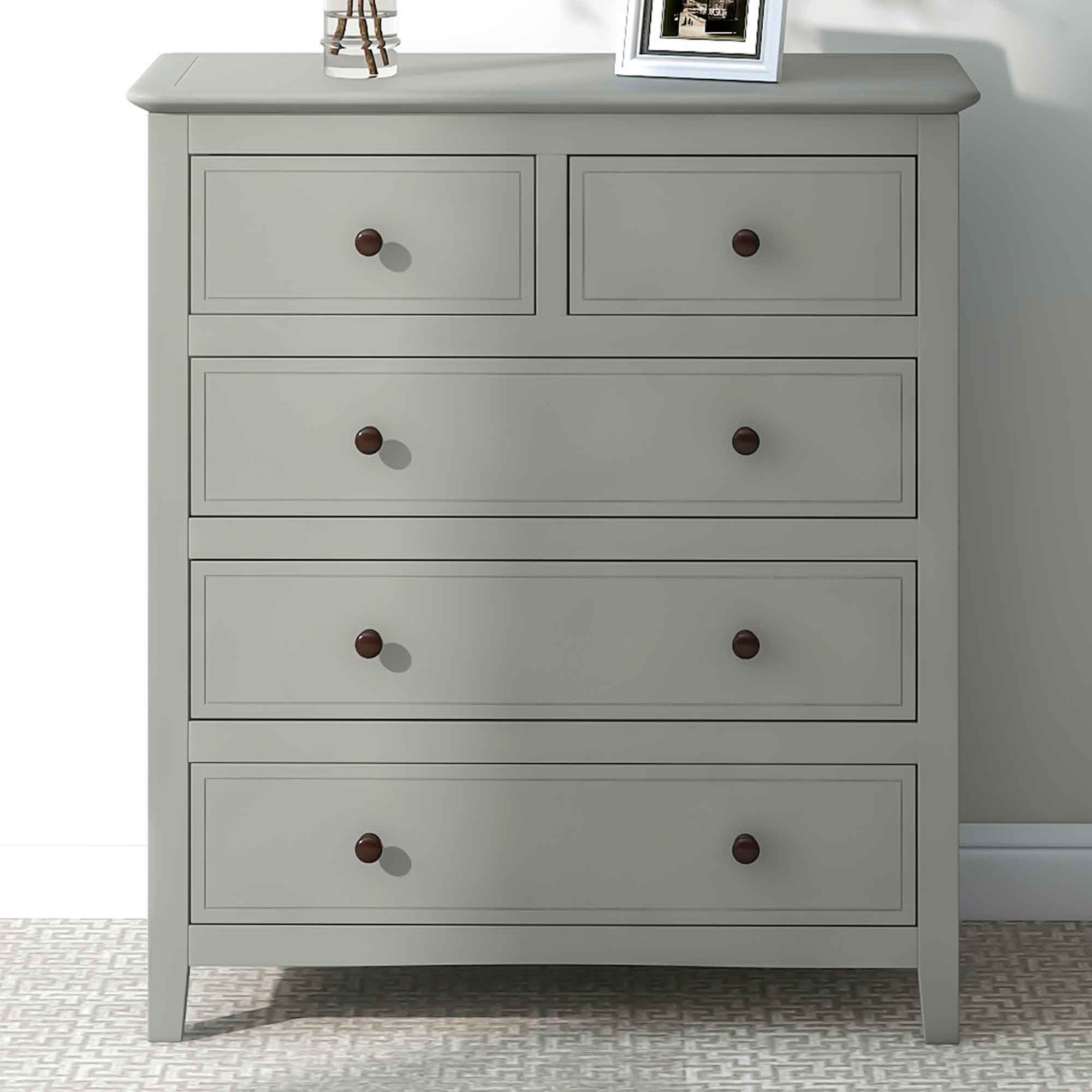 5 Drawers Solid Wood Chest, Gray-CASAINC