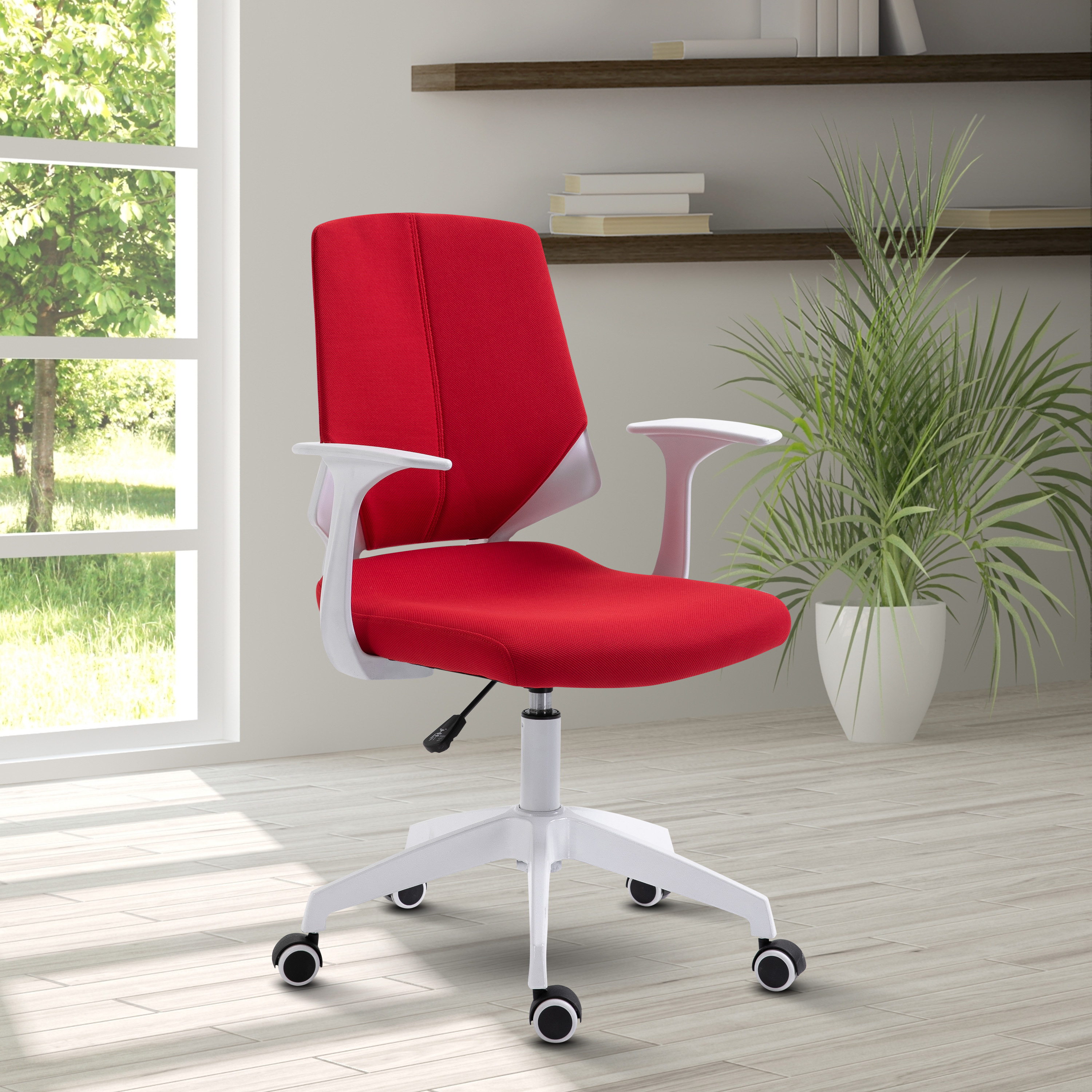 Techni Mobili Height Adjustable Mid Back Office Chair, Red-CASAINC