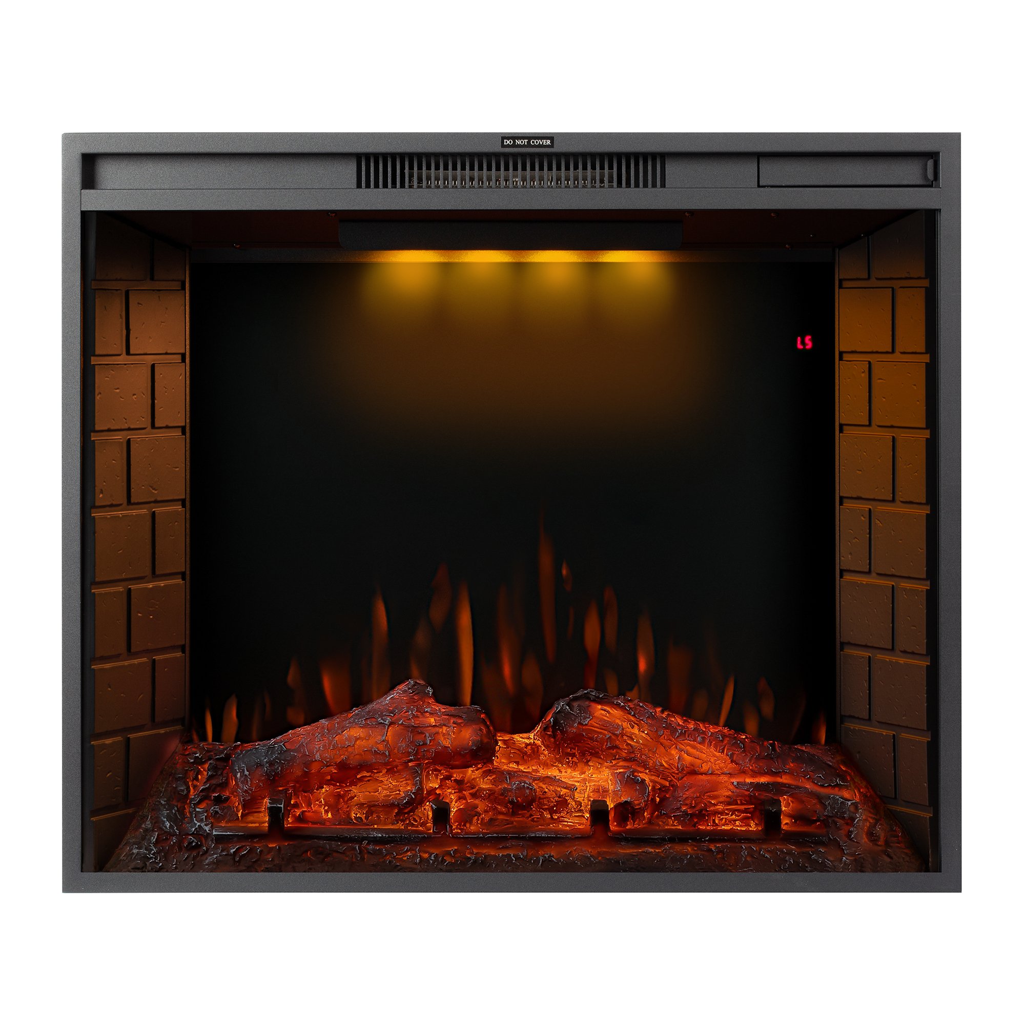 30 inch LED Recessed Electric Fireplace with 3 Top Light Colors, Remote Control and Touch Screen 1500W, Black-CASAINC