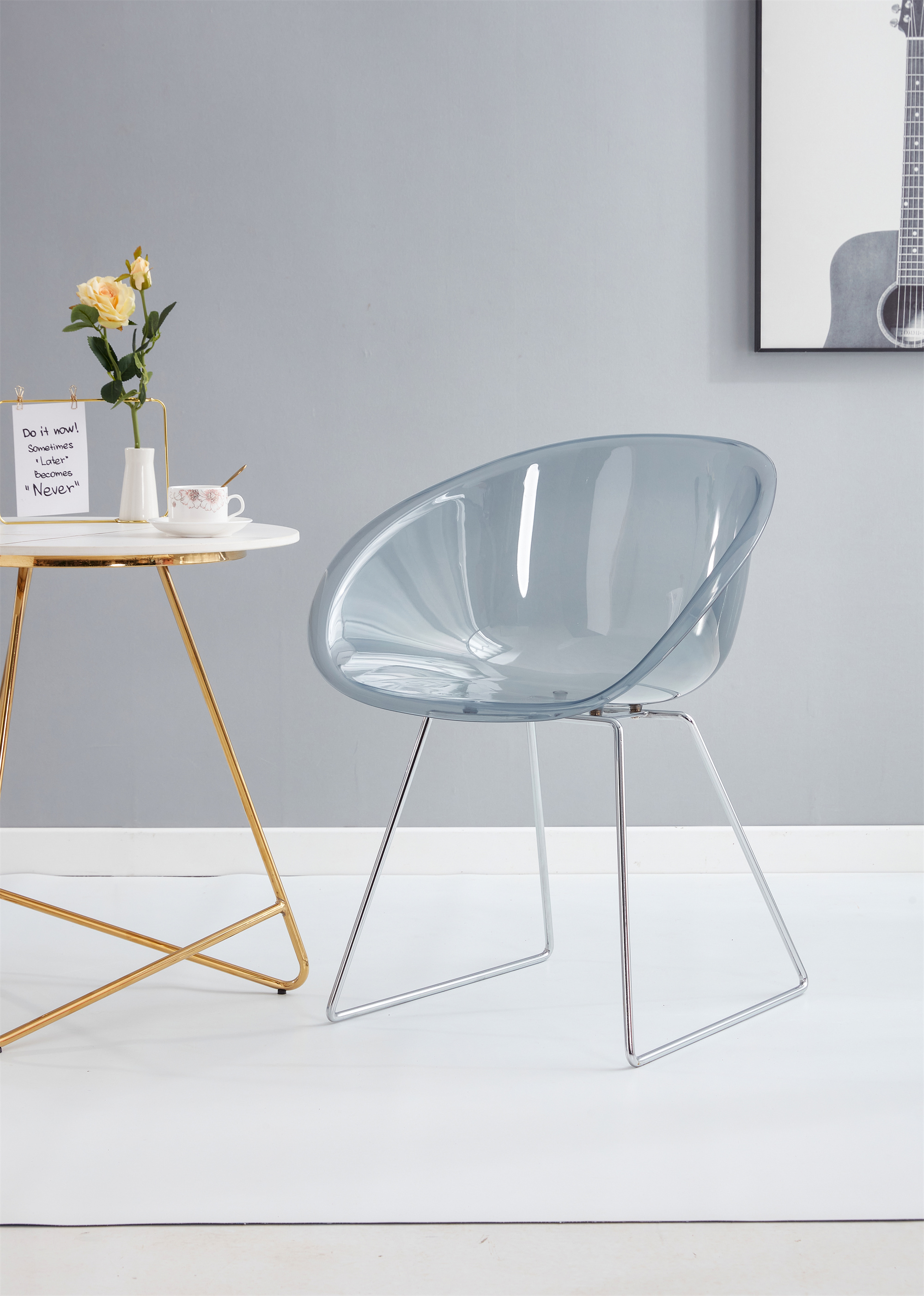 Transparent  Semicircle Side Chair, Dinning Chair, 2 pc per set-CASAINC