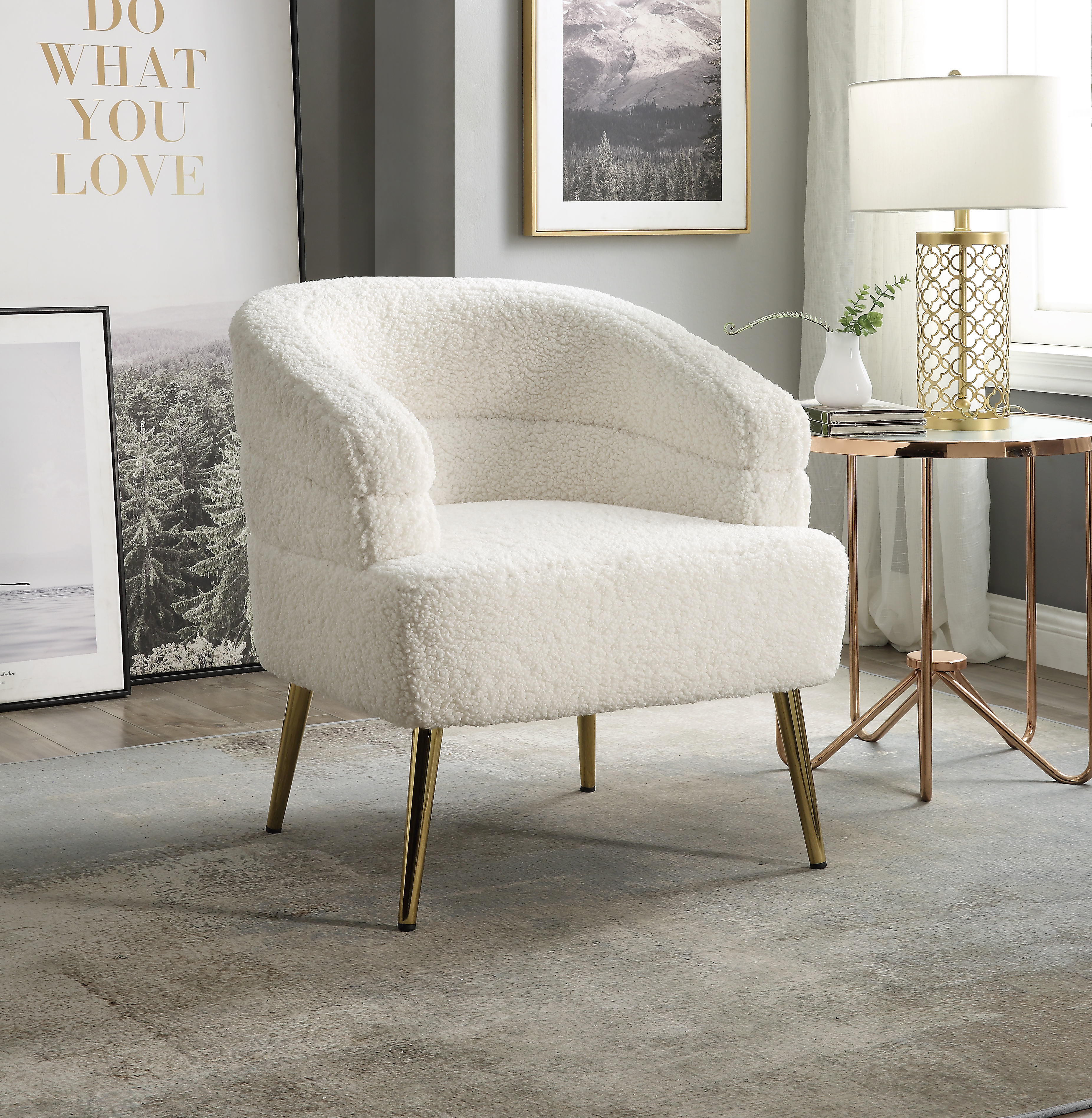 ACME Trezona Accent Chair, White Faux Sherpa