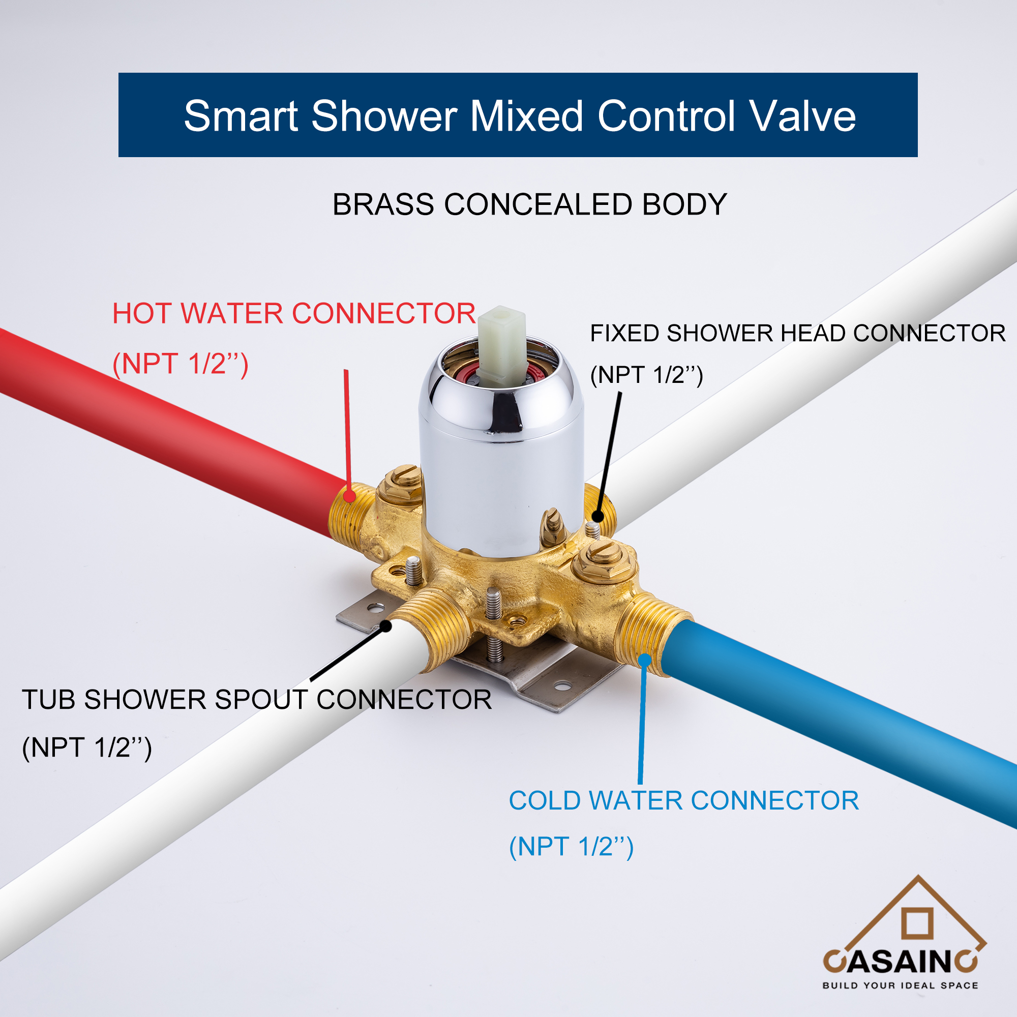 4.84inch Wall Mounted Shower trim kit with pressure balanced valve-CASAINC