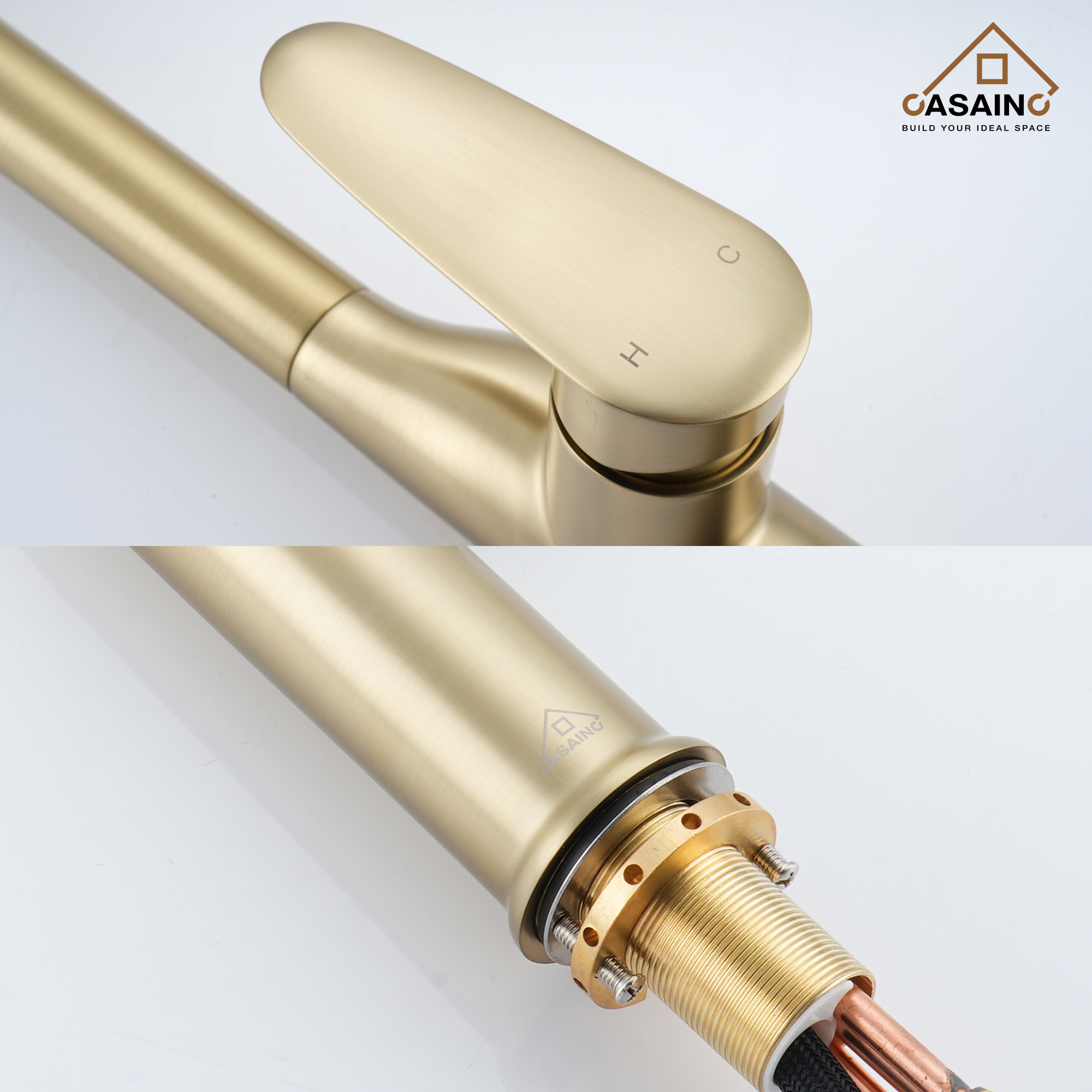 Single-Handle Pull-Out Sprayer Kitchen Faucet Deckplate Included in Brushed Nickel/Matte Black/Matte White/Brushed Gold