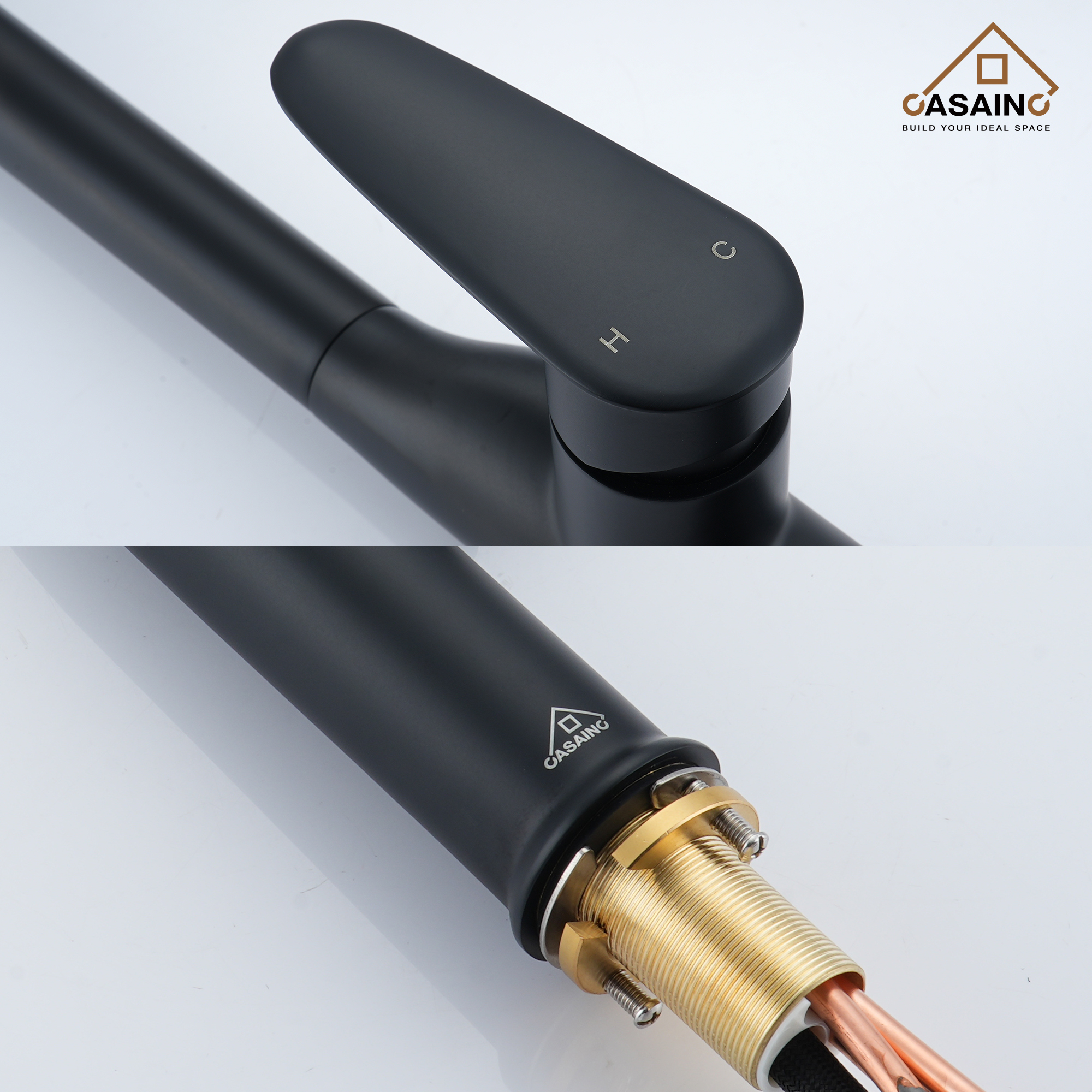 Single-Handle Pull-Out Sprayer Kitchen Faucet Deckplate Included in Brushed Nickel/Matte Black/Matte White/Brushed Gold