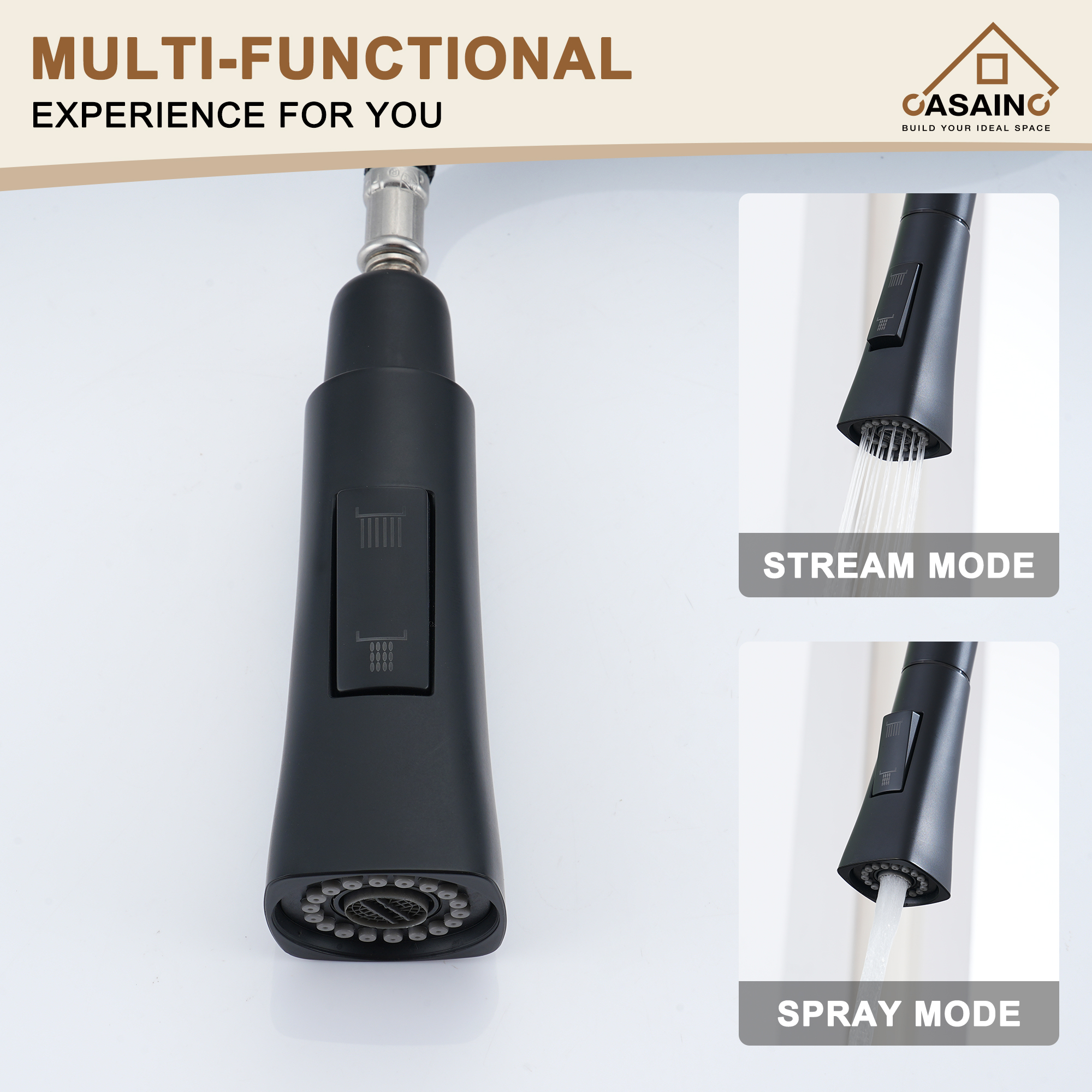 Single-Handle Pull-Out Sprayer Kitchen Faucet Deckplate Included in Brushed Nickel/Matte Black/Matte White/Brushed Gold