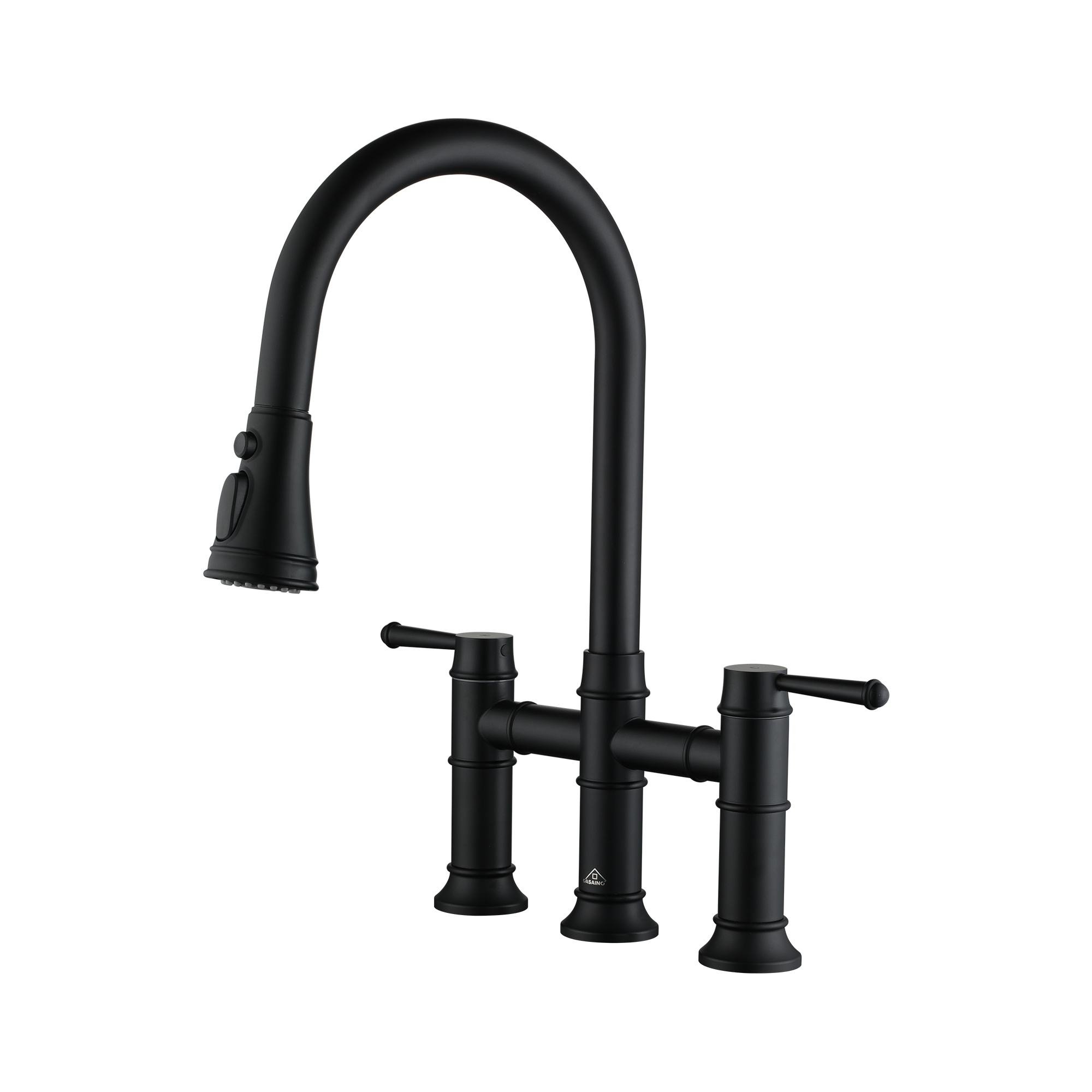 3 Hole Kitchen Faucet with Pull Down Sprayer 3 Modes Bridge Faucet
