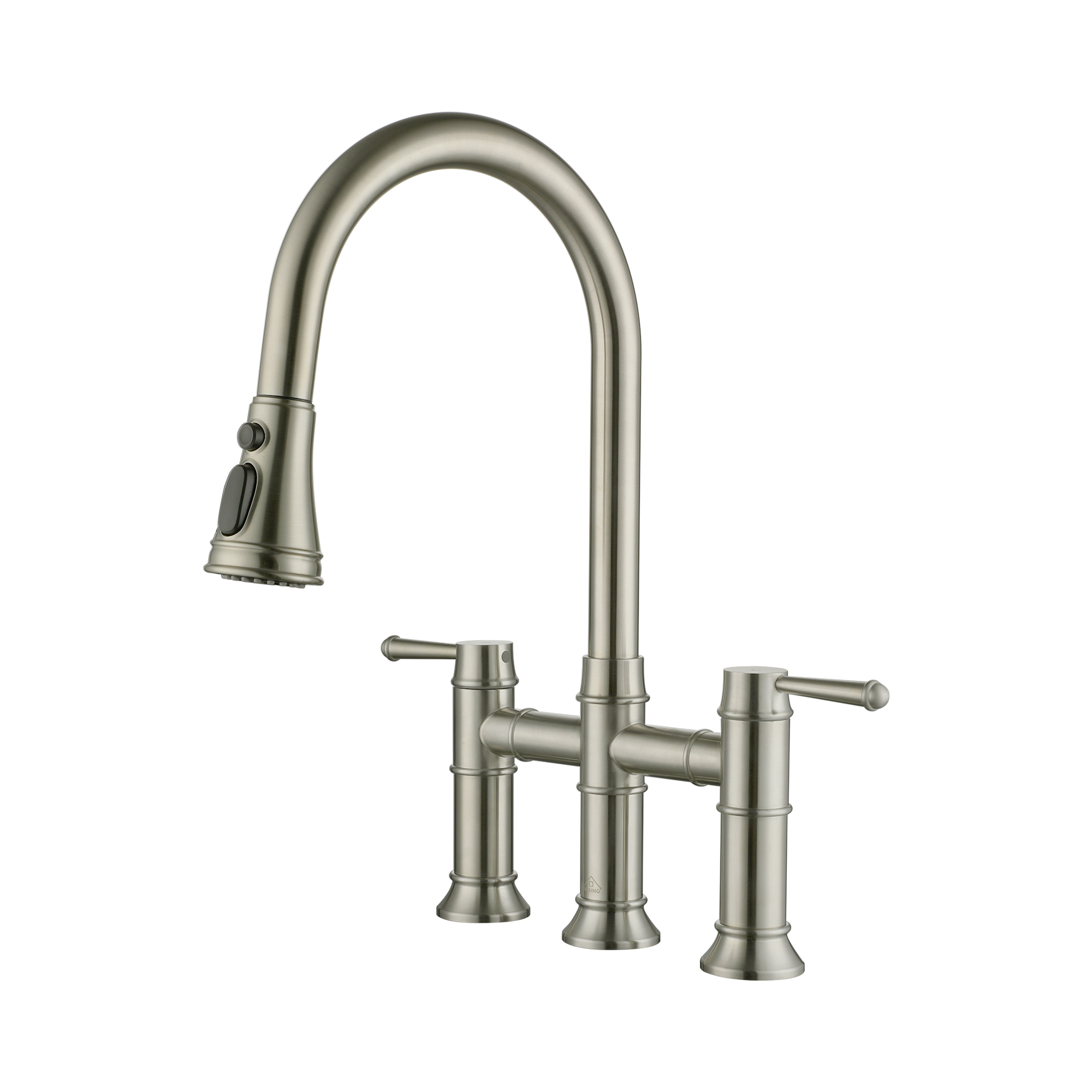 3 Hole Kitchen Faucet with Pull Down Sprayer 3 Modes Bridge Faucet