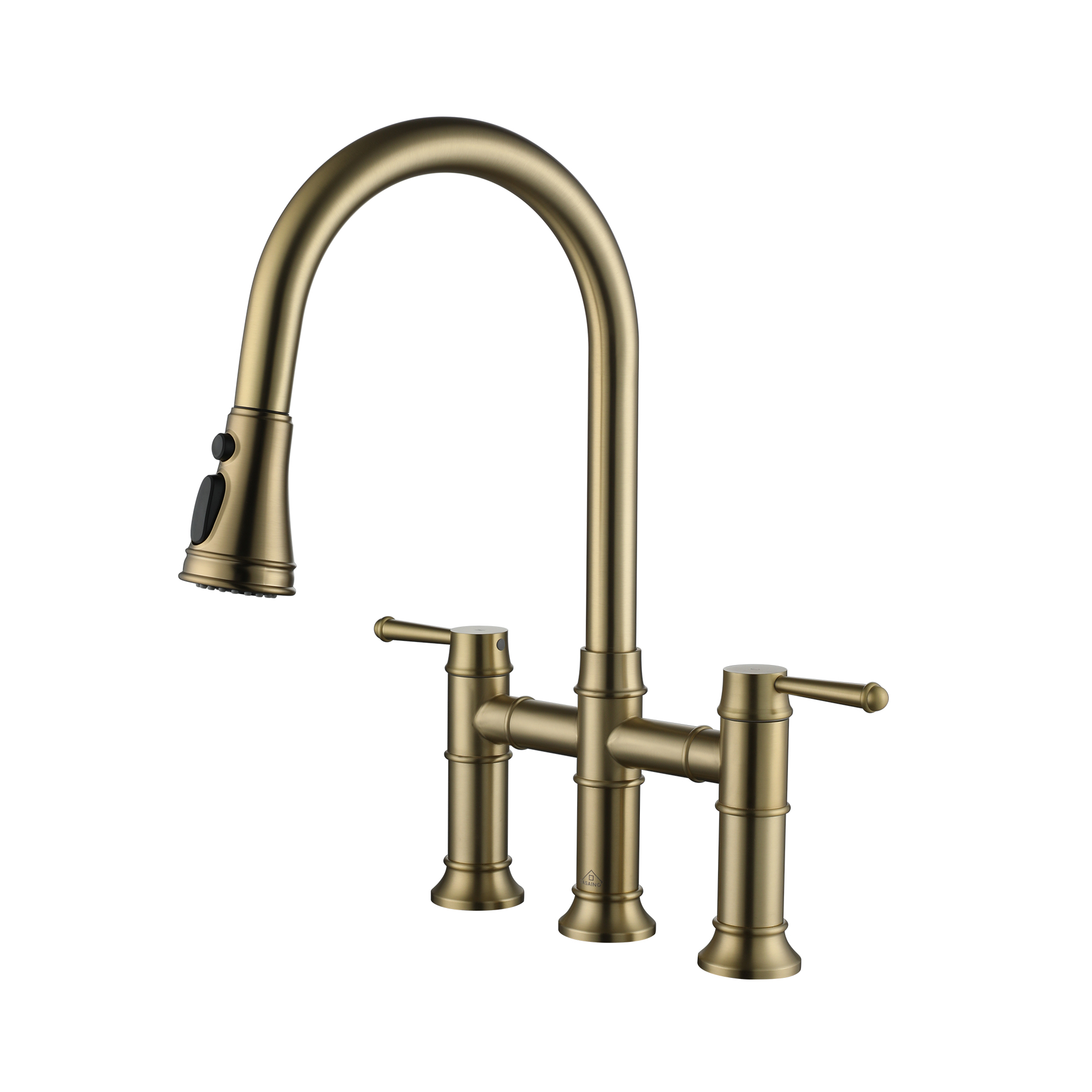 3 Hole Kitchen Faucet with Pull Down Sprayer 3 Modes Bridge Faucet