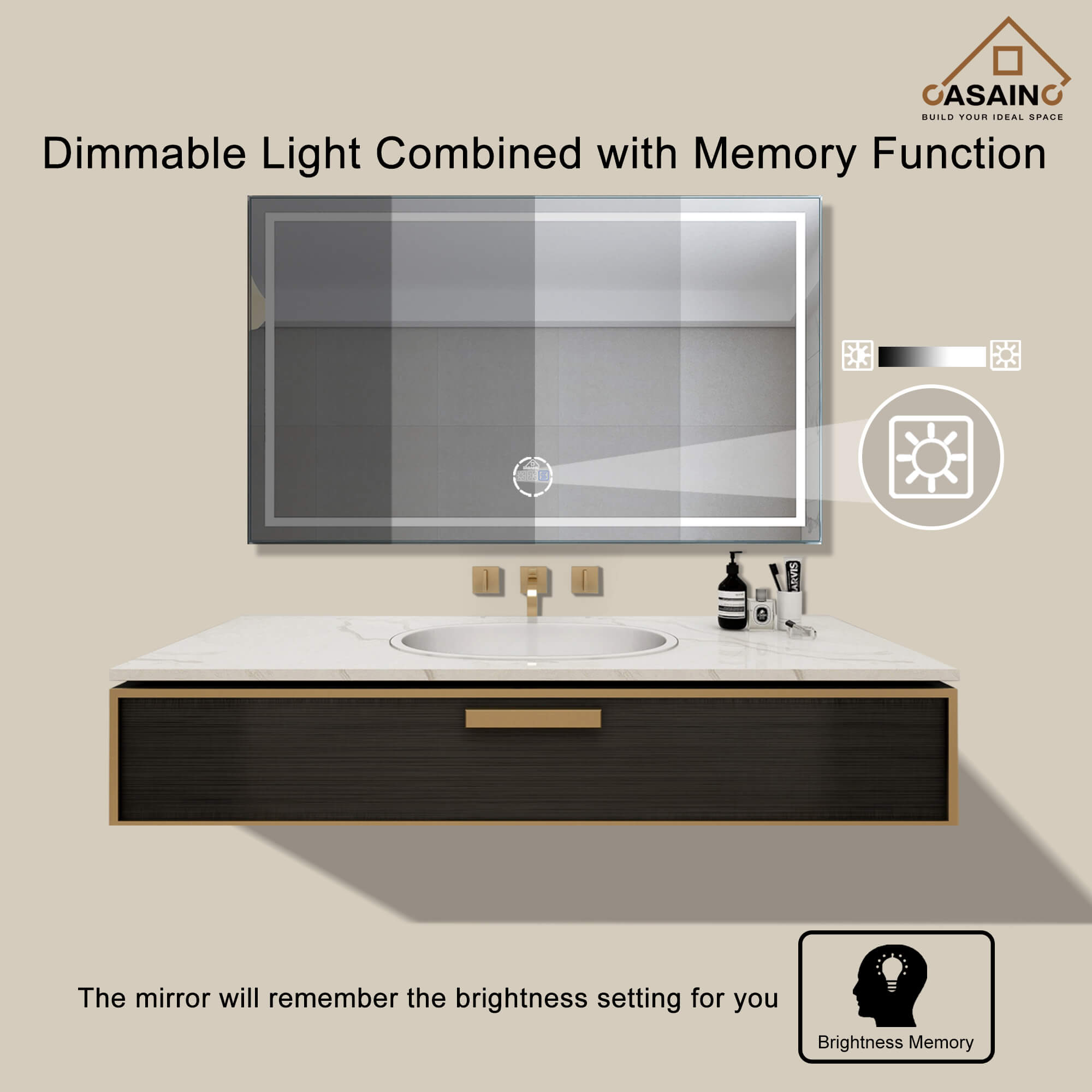 CASAINC 60 x 22 x 35.4 in. Solid Wood Bath Vanity with Marble Top and Backsplash in Gray/White (No/With Mirror)-CASAINC