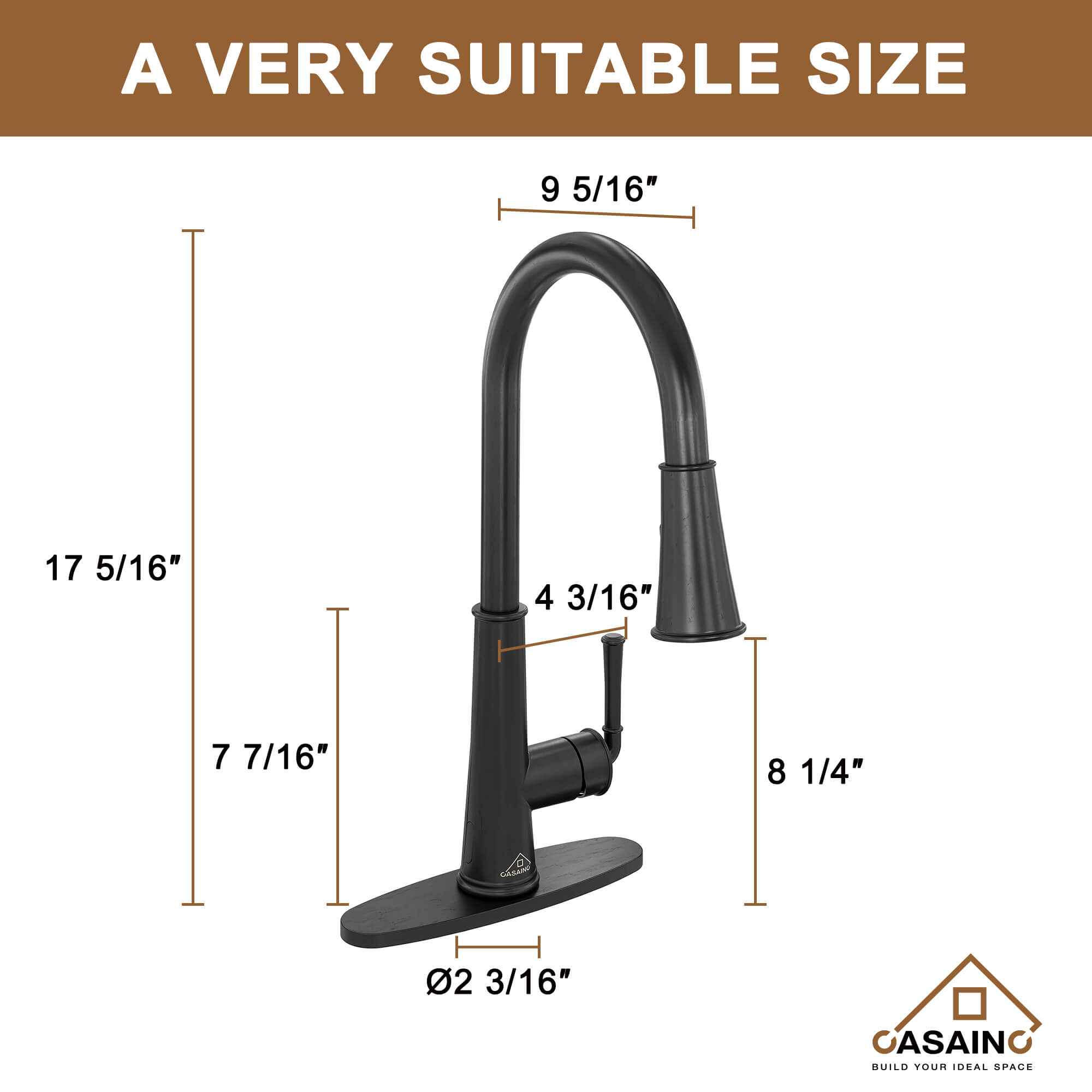 CASAINC Infrared Induction touchless pull down single handle Kitchen Faucet With LED Function in Matte Black/1.8gpm, soap dispenser contain-CASAINC