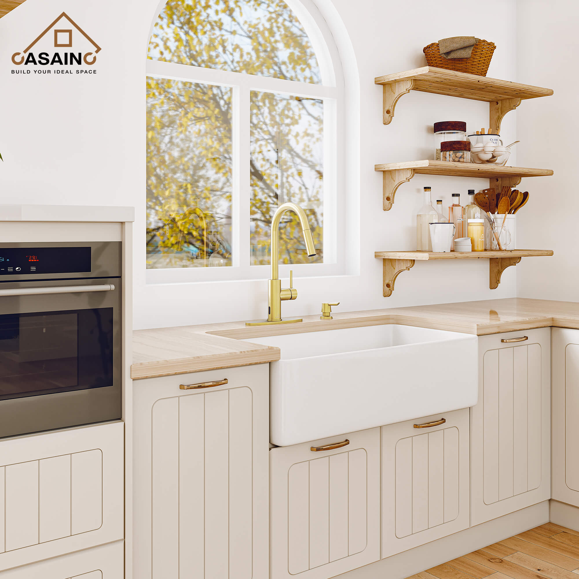 CASAINC Infrared Induction touchless pull down single handle Kitchen Faucet With LED Function in Matte Black/1.8gpm, soap dispenser contain-CASAINC