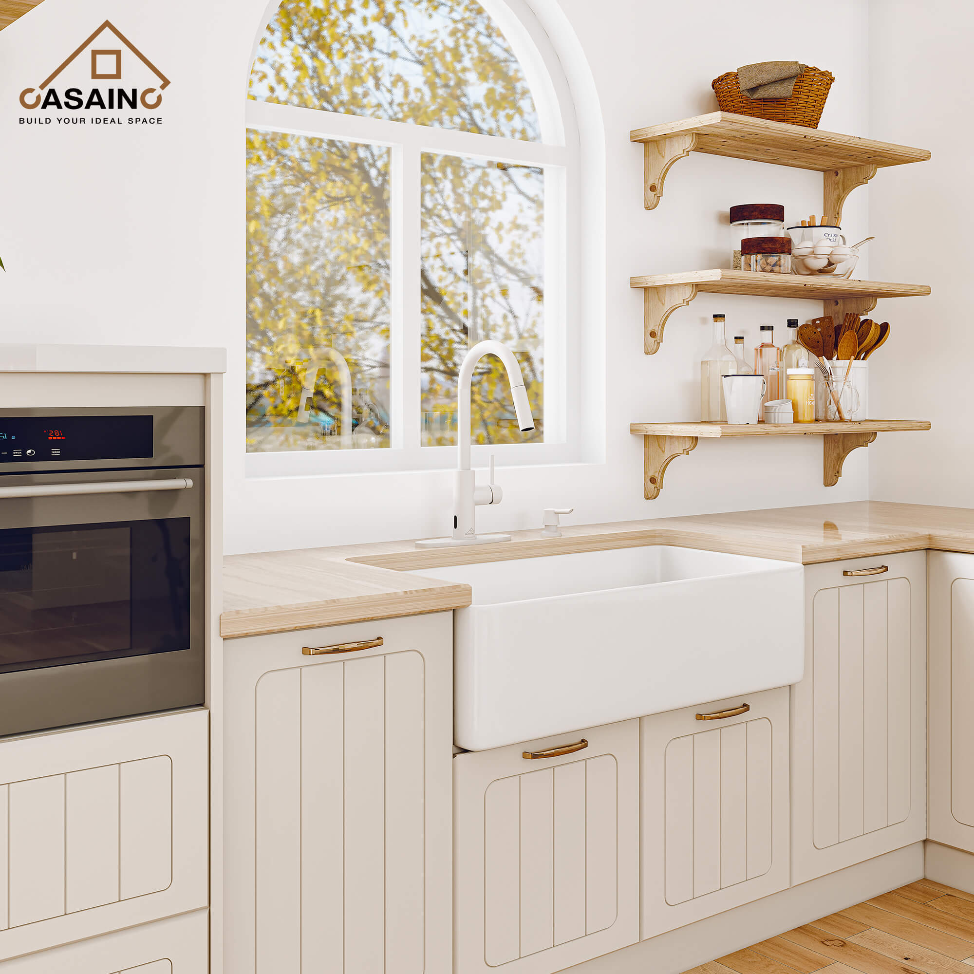 CASAINC Infrared Induction touchless pull down single handle Kitchen Faucet With LED Function in Matte Black/1.8gpm, soap dispenser contain-CASAINC