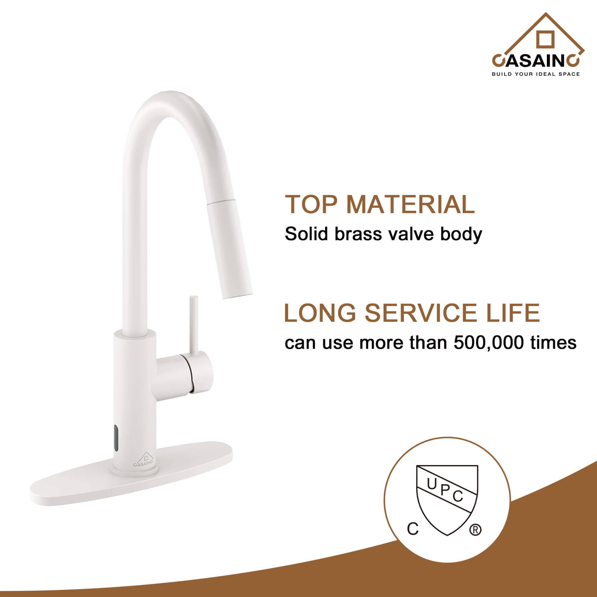 CASAINC Infrared Induction touchless pull down single handle Kitchen Faucet With LED Function in Matte Black/1.8gpm, soap dispenser contain-CASAINC