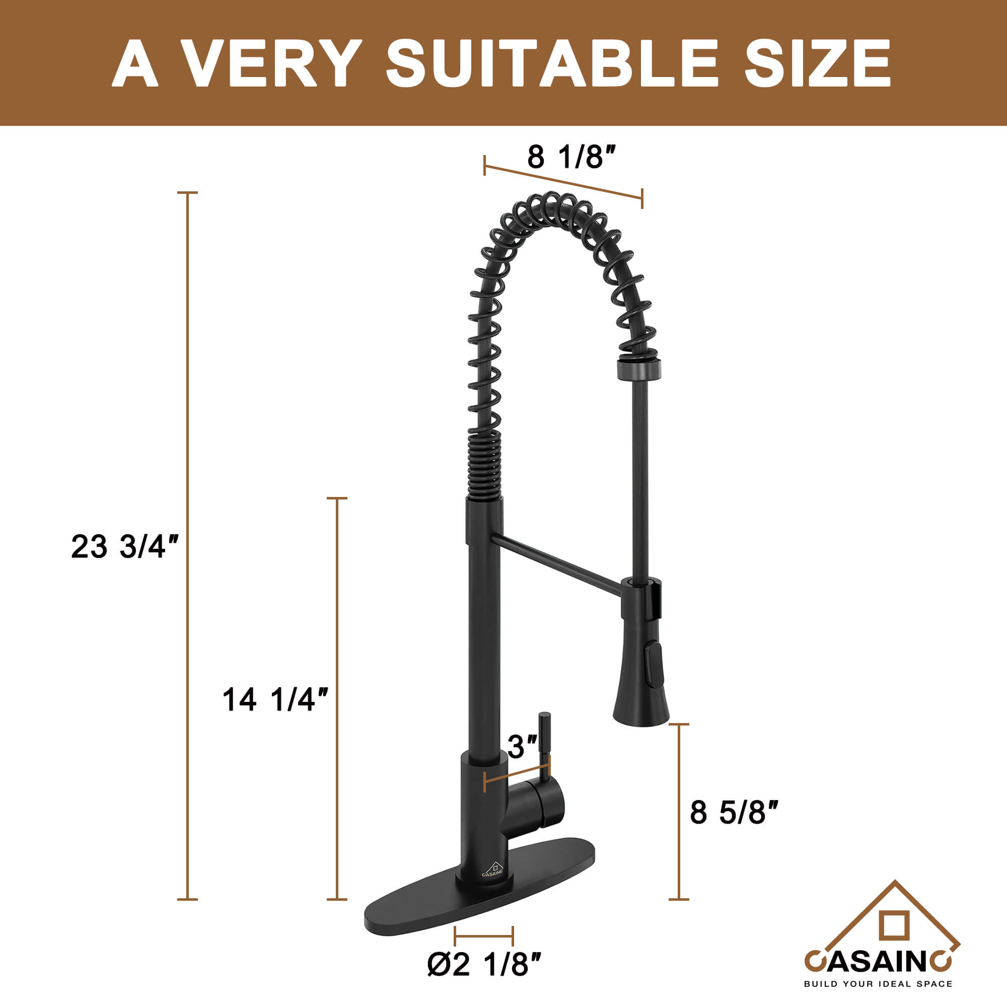 CASAINC 1.8GPM Modern Spring Pull Out Kitchen Faucet in Brushed Nickel and More-CASAINC