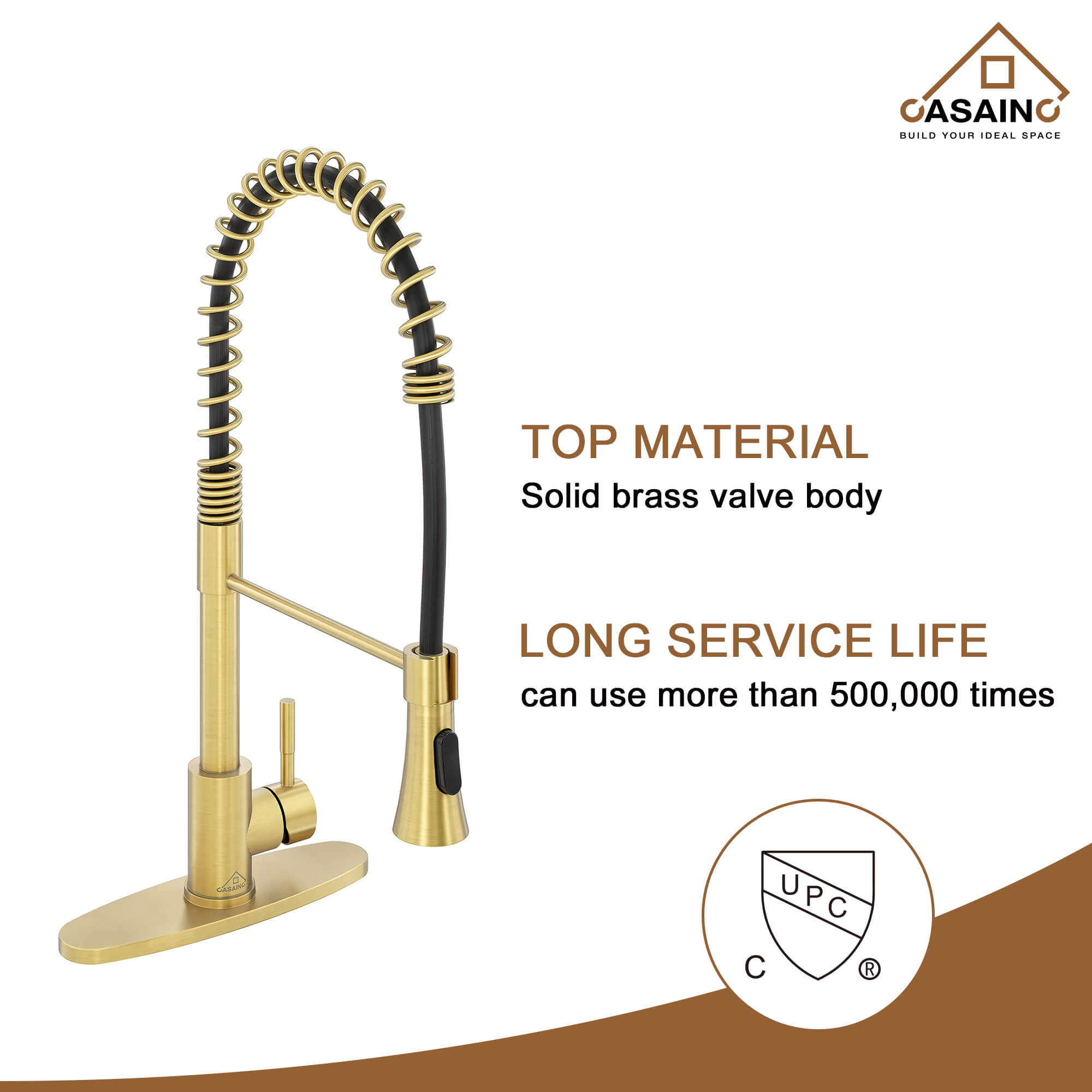 CASAINC 1.8GPM Non-pull Kitchen Faucet with Base Plate in Matte Black and More-CASAINC