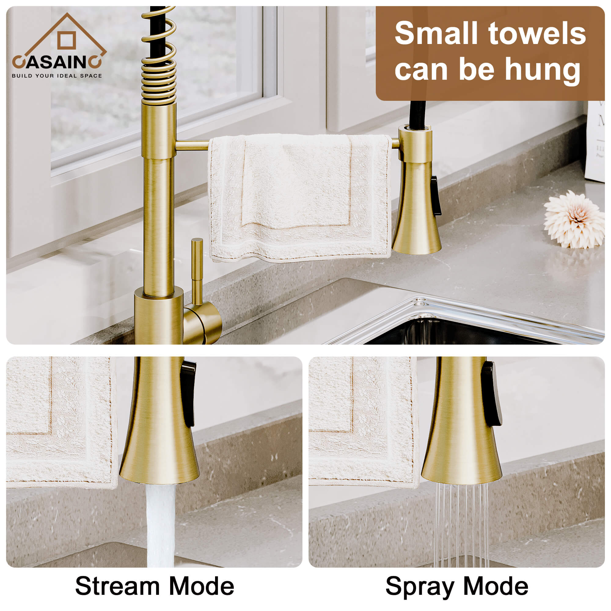 CASAINC 1.8GPM Non-pull Kitchen Faucet with Base Plate in Matte Black and More-CASAINC