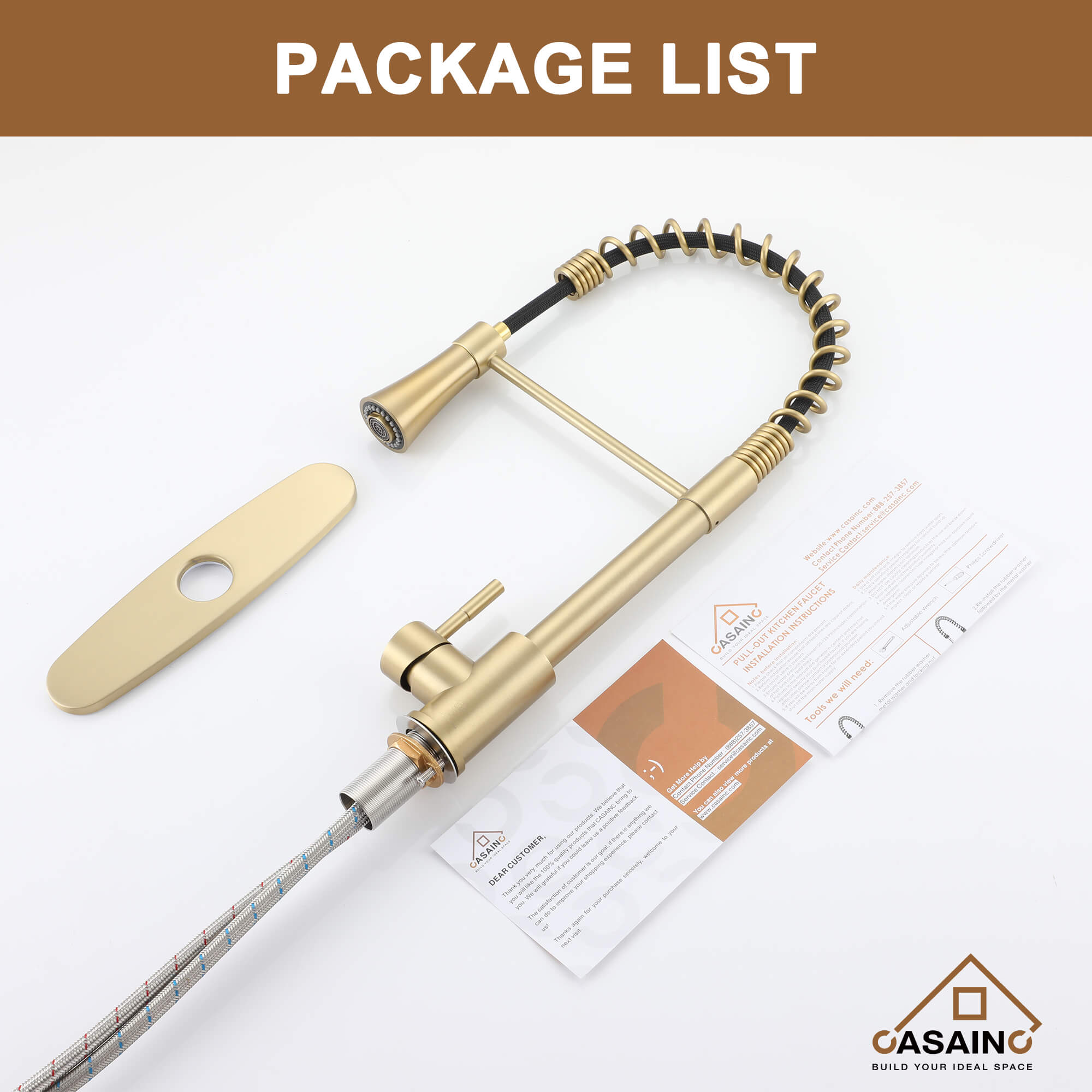 CASAINC 1.8GPM Non-pull Kitchen Faucet with Base Plate in Matte Black and More-CASAINC