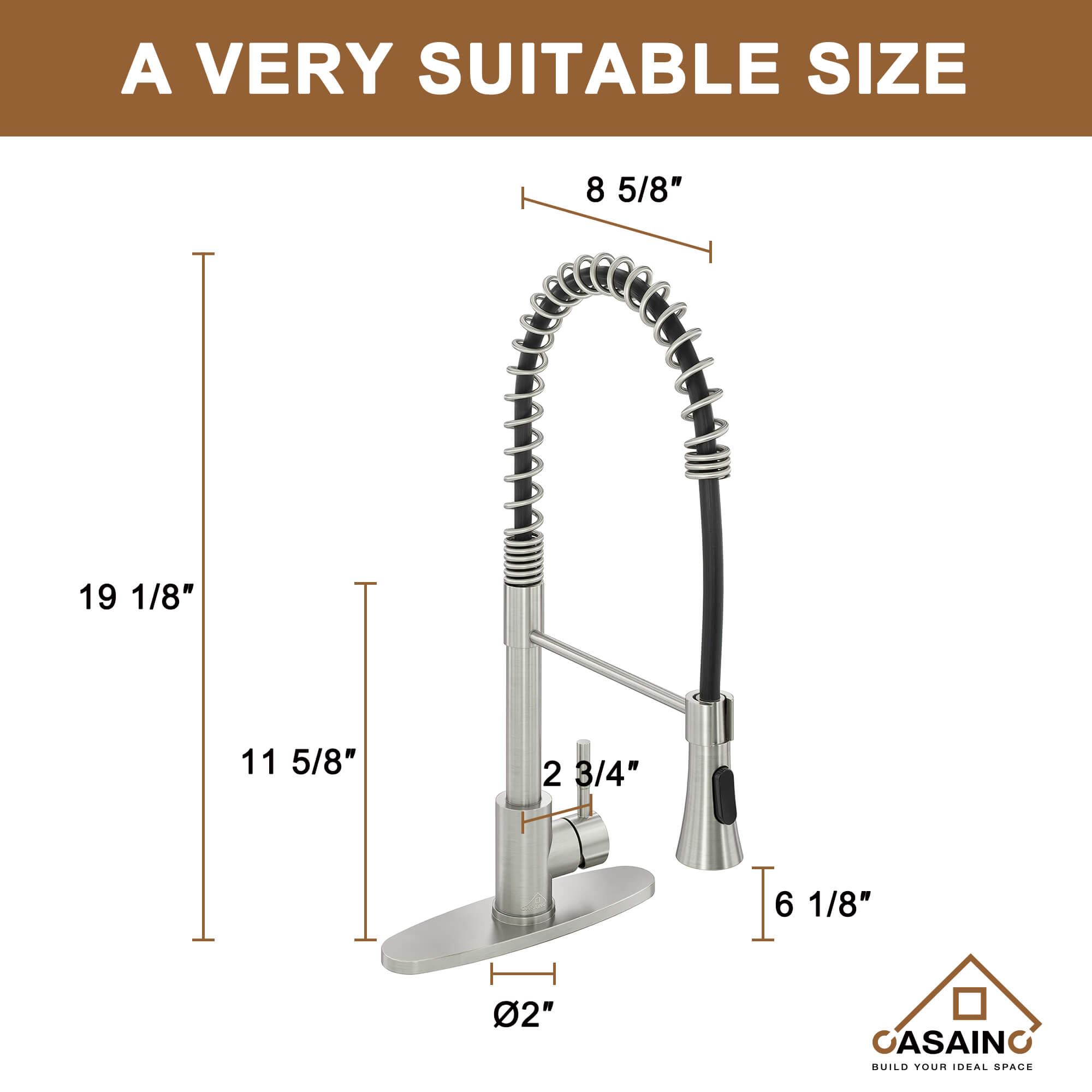 CASAINC 1.8GPM Non-pull Kitchen Faucet with Base Plate in Matte Black and More-CASAINC