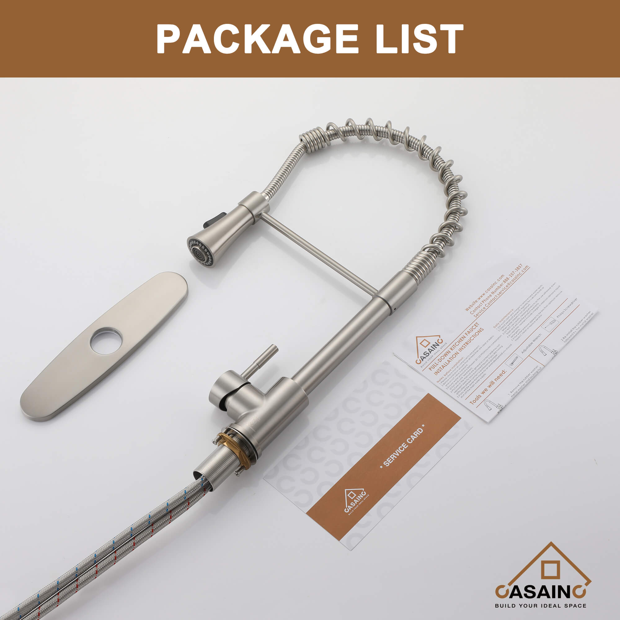 CASAINC 1.8GPM Non-pull Kitchen Faucet with Base Plate in Matte Black and More-CASAINC